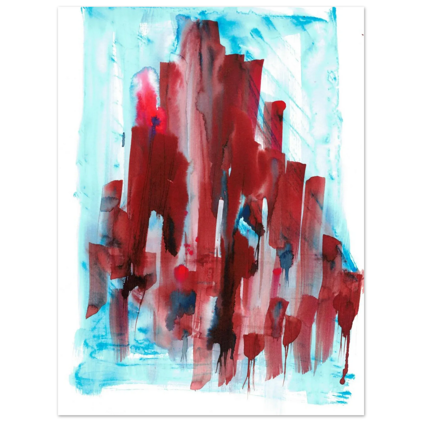 Abstract Cityscape Watercolor Art Print RDJ3-1 – Premium Matte Paper Poster in various sizes - Laure Leprince - Artiste Peintre
