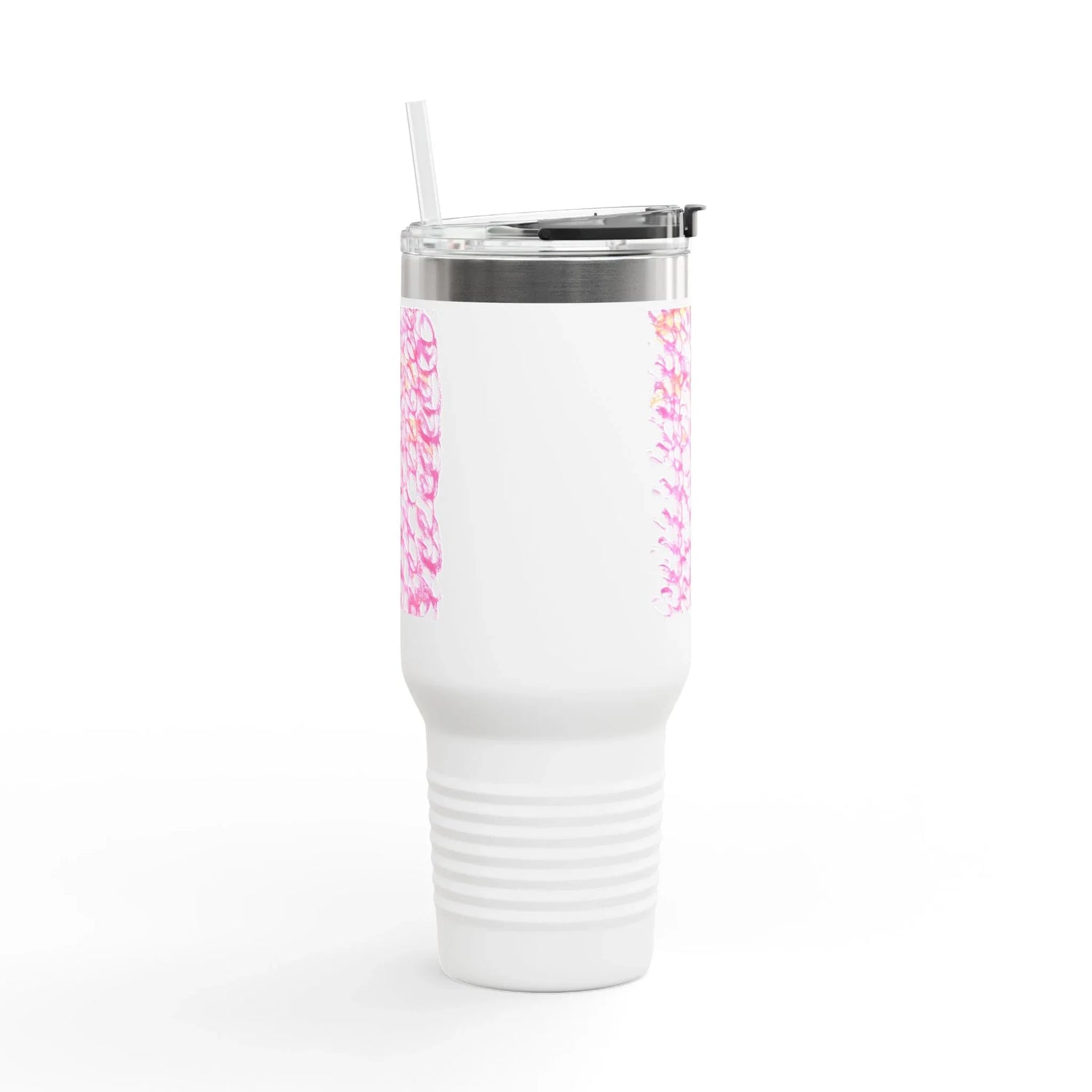 40oz Insulated Travel Mug – Pink Waves Watercolor Design - Laure Leprince - Artiste Peintre