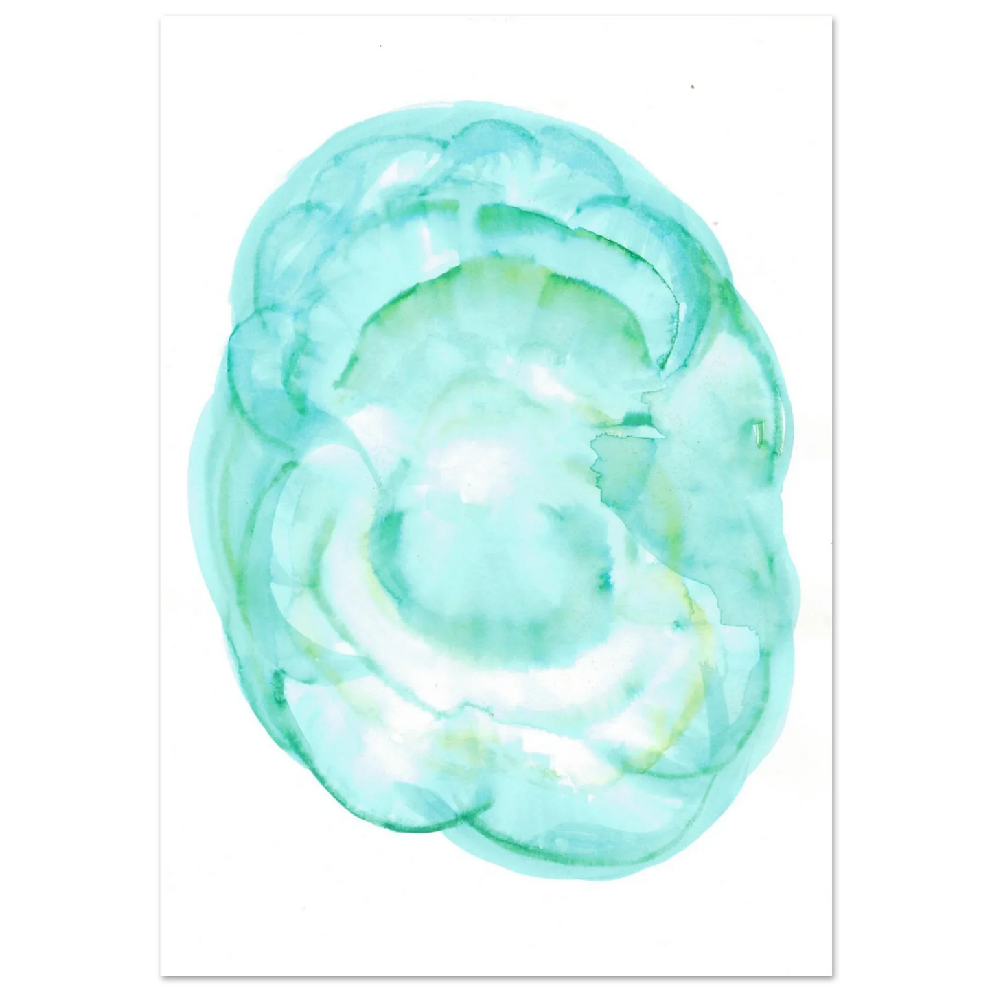 Oceanic Dream Premium Matte Poster - Serene Teal & Green Abstract Watercolor Art - Laure Leprince - Artiste Peintre