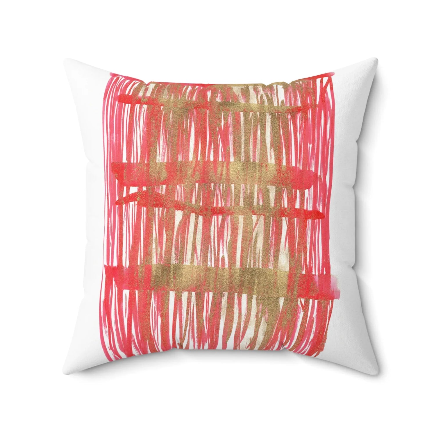 Square Throw Pillow Red Waves — Minimal Brushstroke Accent - Laure Leprince - Artiste Peintre