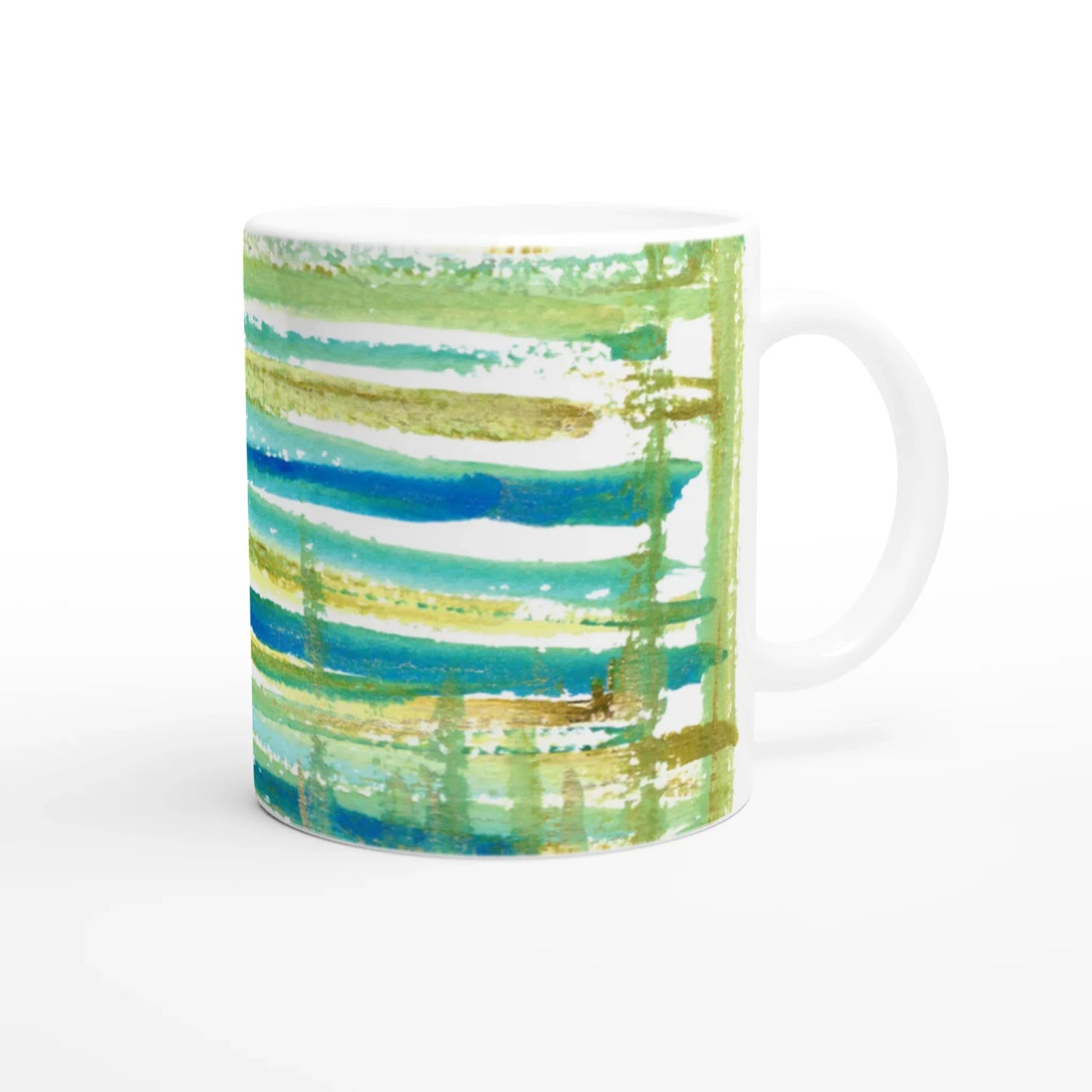 Mug en céramique blanche 325 ml Trame – Élégance, sécurité et durabilité - Laure Leprince - Artiste Peintre