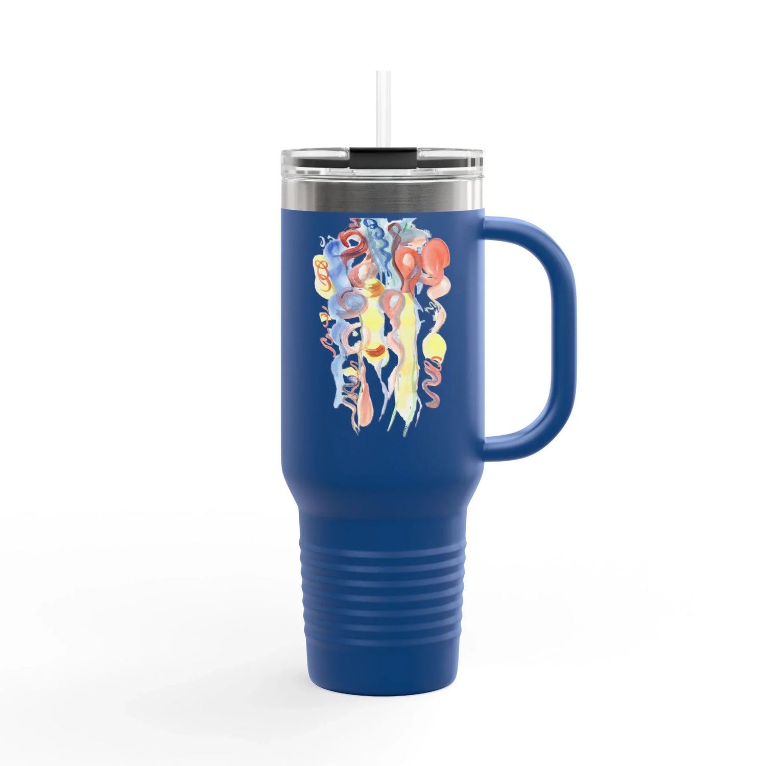 40oz Insulated Travel Mug – Les Serpentins Watercolor Design - Laure Leprince - Artiste Peintre