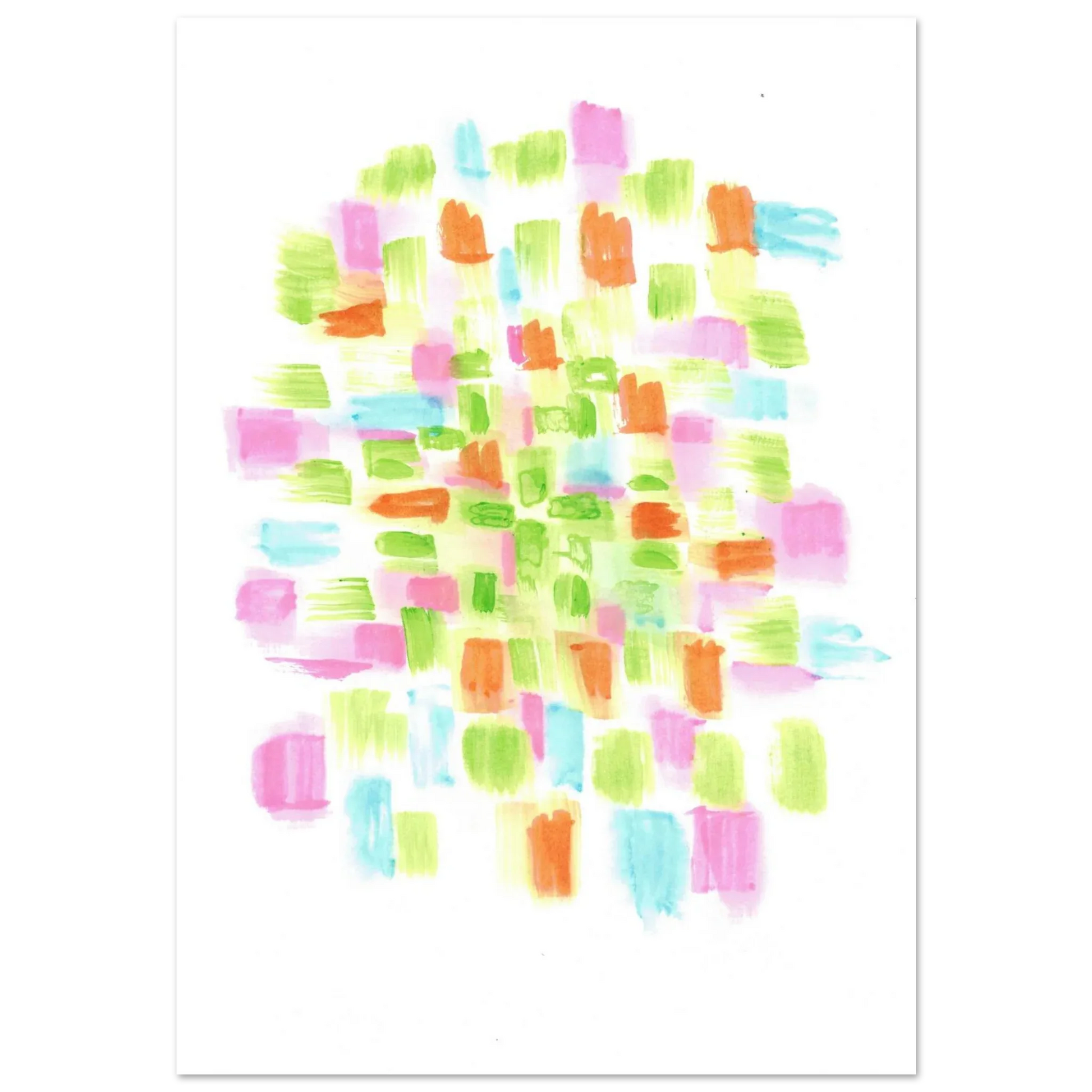 Abstract Watercolor Splash Art Print - Premium Matte Paper Poster with Vibrant Pink & Green Hues - Laure Leprince - Artiste Peintre
