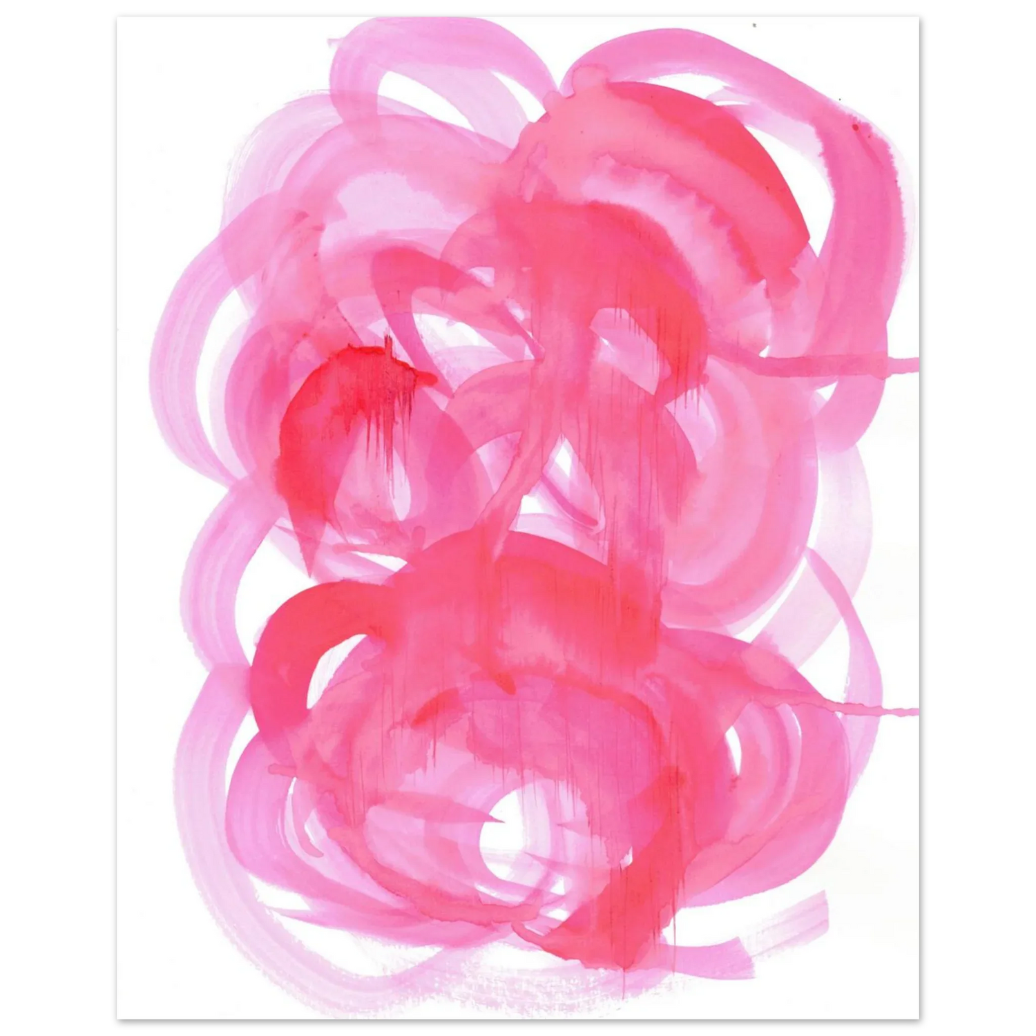 Abstract Pink Swirls Watercolor Poster - Vibrant Modern Art Print on Premium Matte Paper - Laure Leprince - Artiste Peintre