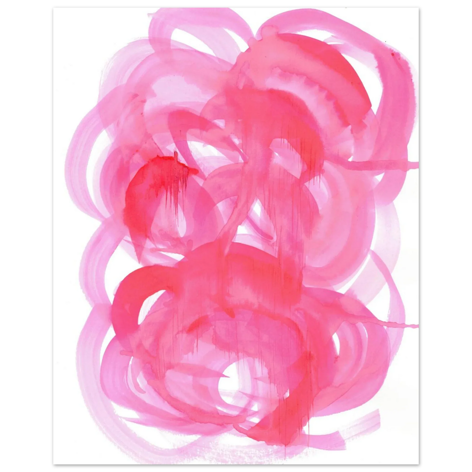 Abstract Pink Swirls Watercolor Poster - Vibrant Modern Art Print on Premium Matte Paper - Laure Leprince - Artiste Peintre