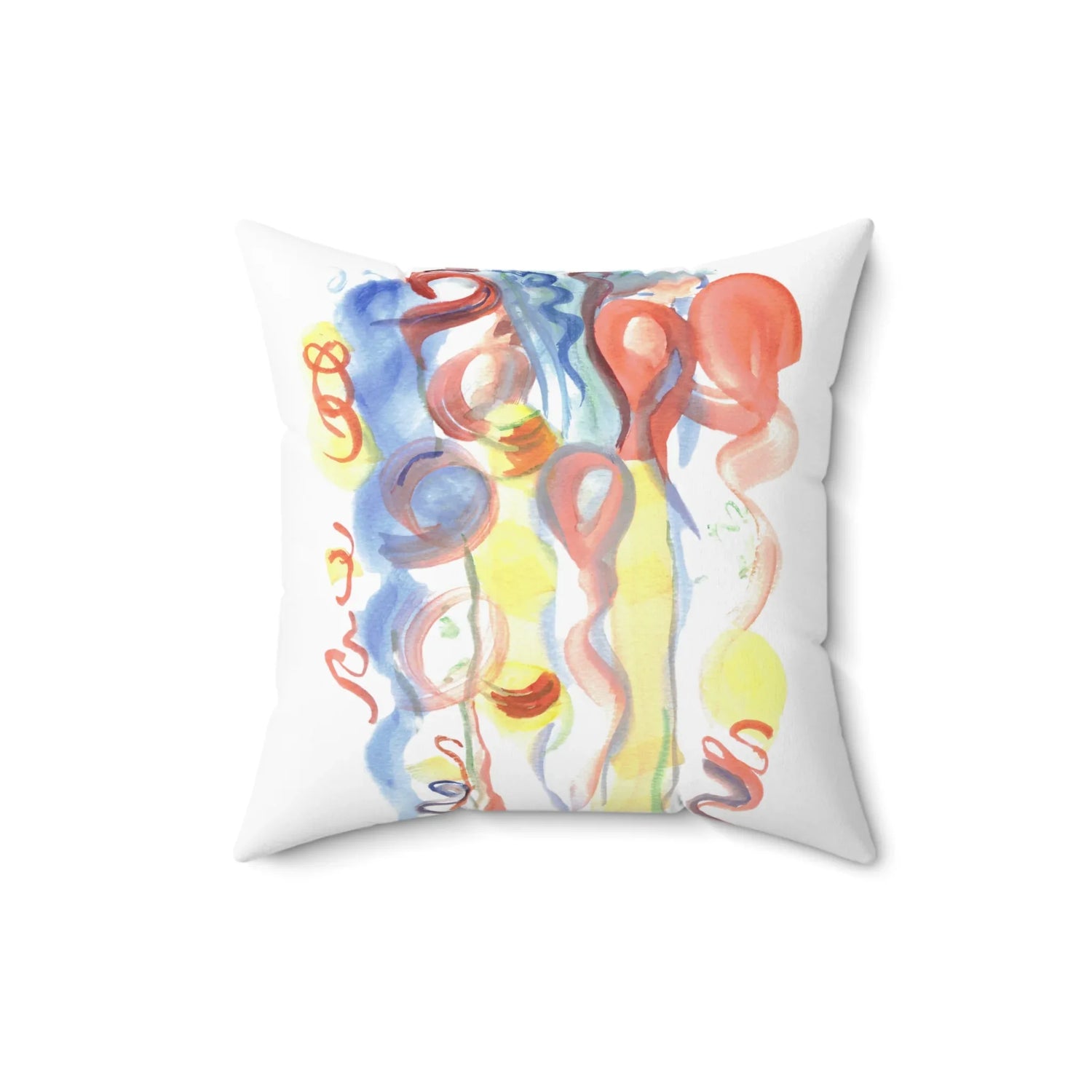 Square Throw Pillow Les Serpentins — Minimal Brushstroke Accent - Laure Leprince - Artiste Peintre