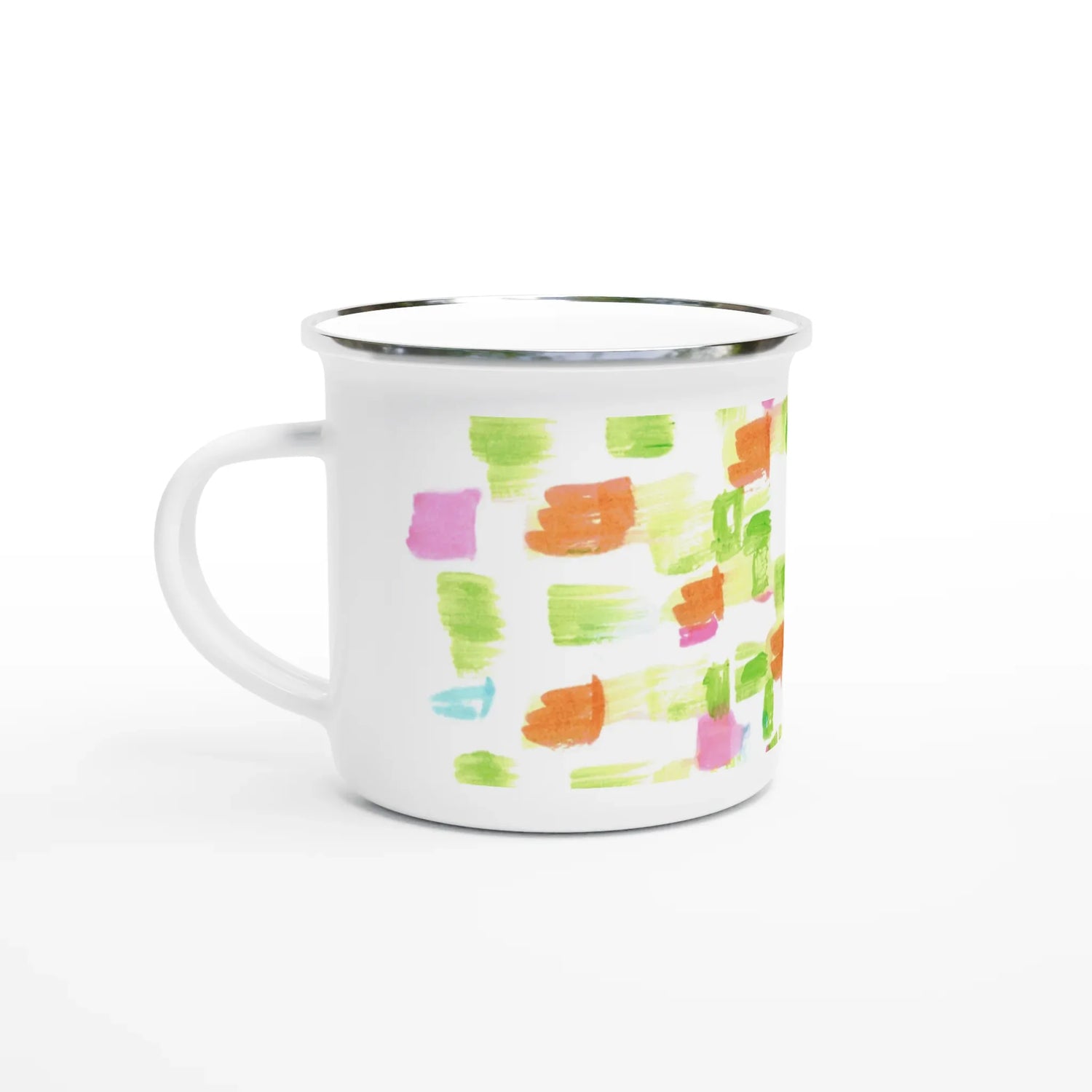Mug en émail blanc 35 cl Pastel Mosaïc– Léger, vintage et résistant - Laure Leprince - Artiste Peintre