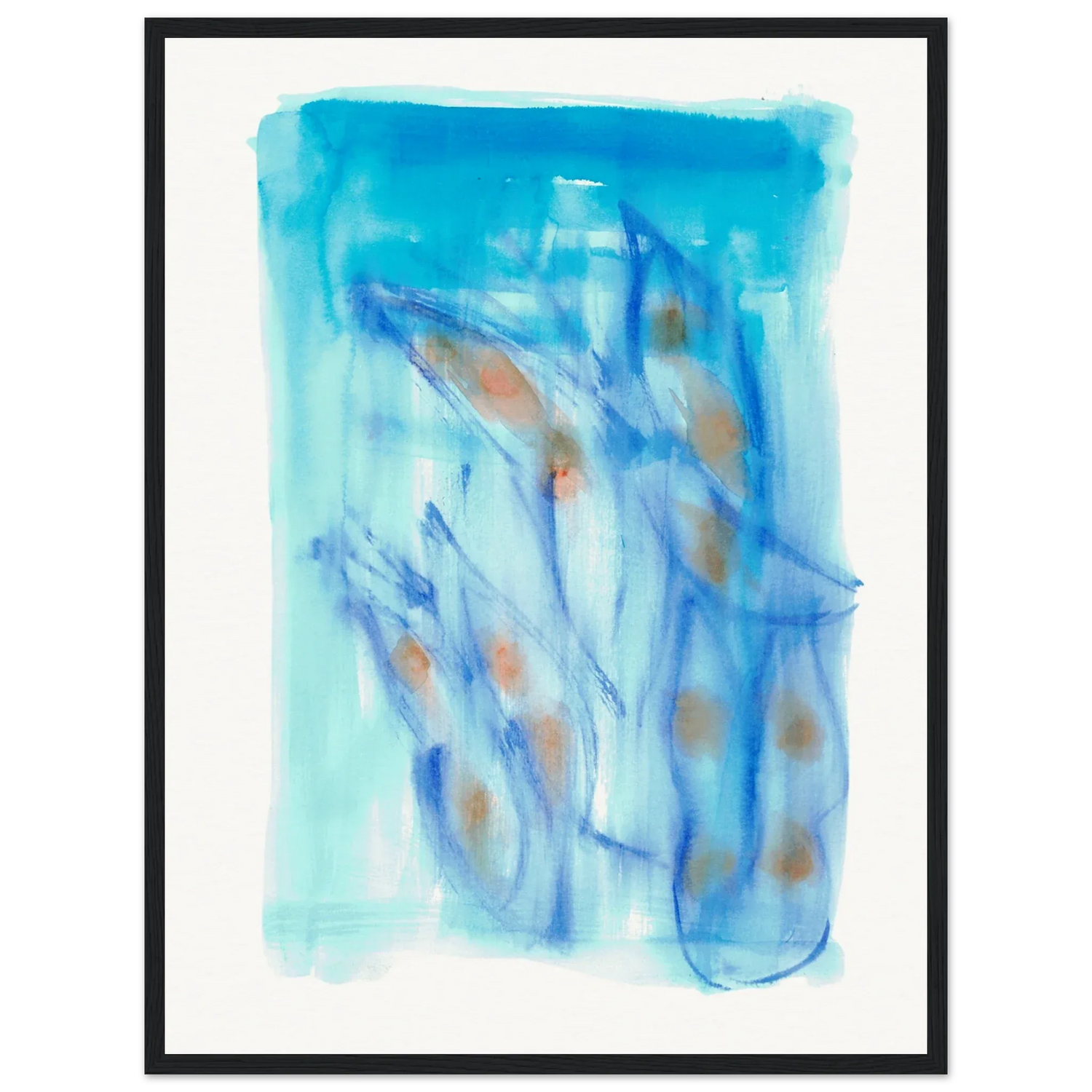 Affiche Encadrée Museum-Quality Matte Paper Wooden Framed Blue Sprouts - Laure Leprince - Artiste Peintre