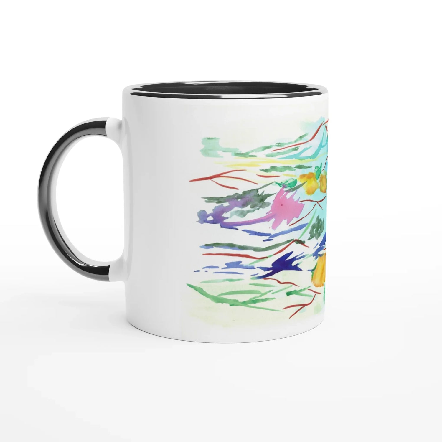 Mug en céramique blanche 325 ml Jardin Lumineux – Élégance, sécurité et durabilité - Laure Leprince - Artiste Peintre