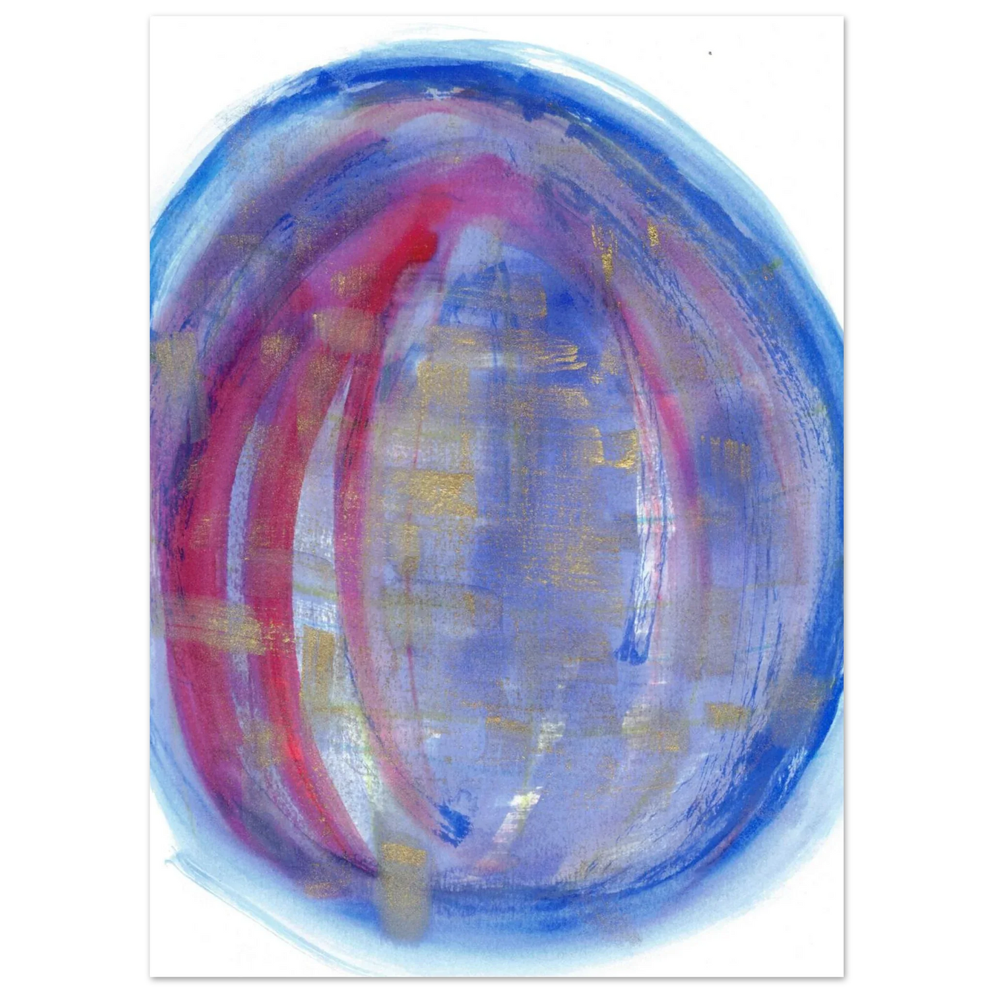 Cosmic Aura Abstract Watercolor Poster – Vibrant Blue, Magenta & Gold, Premium Matte Finish - Laure Leprince - Artiste Peintre