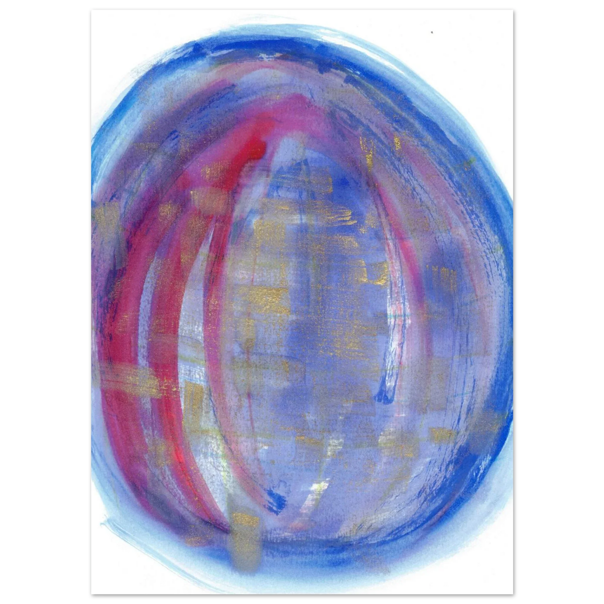 Cosmic Aura Abstract Watercolor Poster – Vibrant Blue, Magenta & Gold, Premium Matte Finish - Laure Leprince - Artiste Peintre