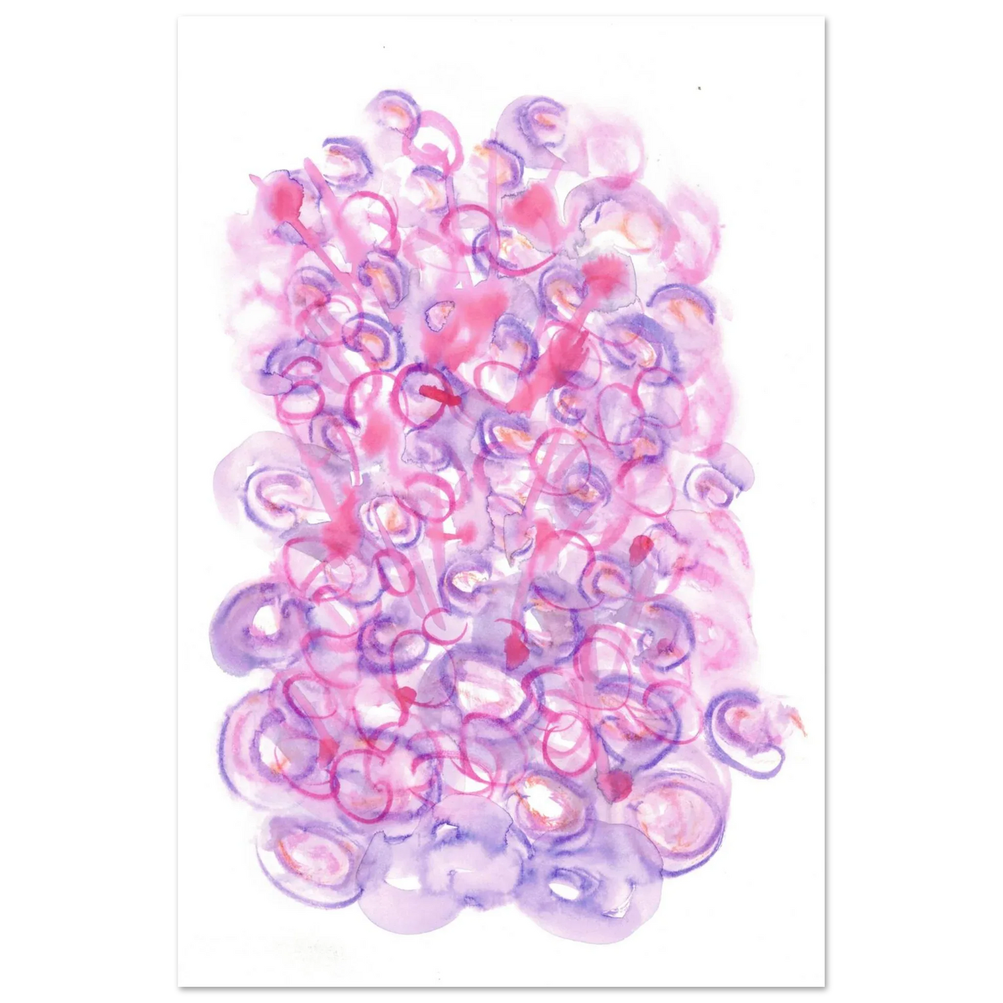 Abstract Swirls Watercolour Poster in Pink & Purple - Premium Matte Paper Art Print RDJ3-1 - Laure Leprince - Artiste Peintre