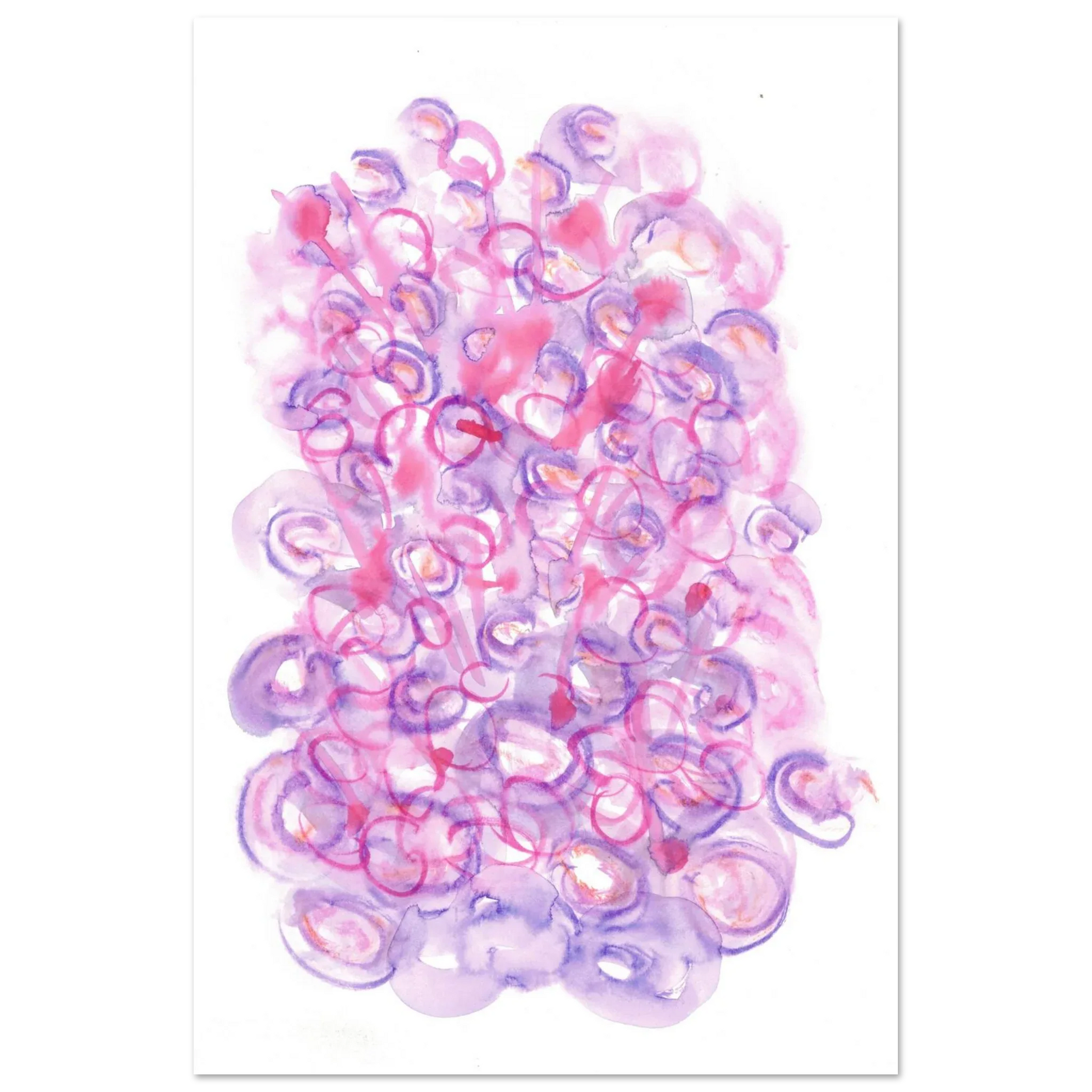 Abstract Swirls Watercolour Poster in Pink & Purple - Premium Matte Paper Art Print RDJ3-1 - Laure Leprince - Artiste Peintre