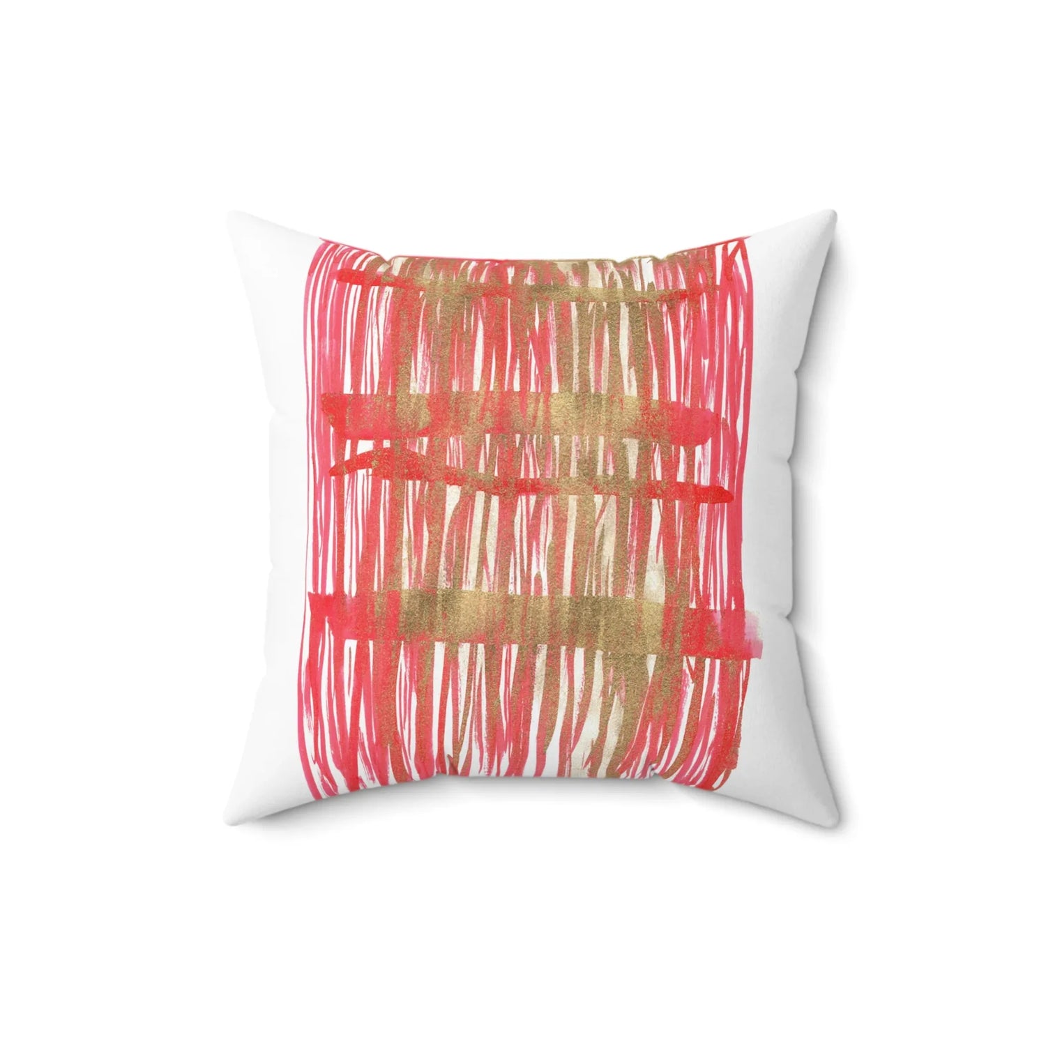 Square Throw Pillow Red Waves — Minimal Brushstroke Accent - Laure Leprince - Artiste Peintre