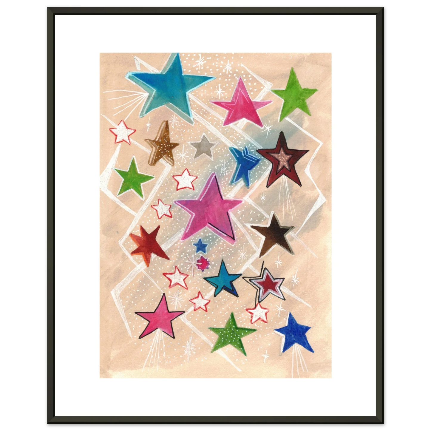 Classic Semi-Glossy Paper Metal Framed Poster Etoiles - Laure Leprince - Artiste Peintre