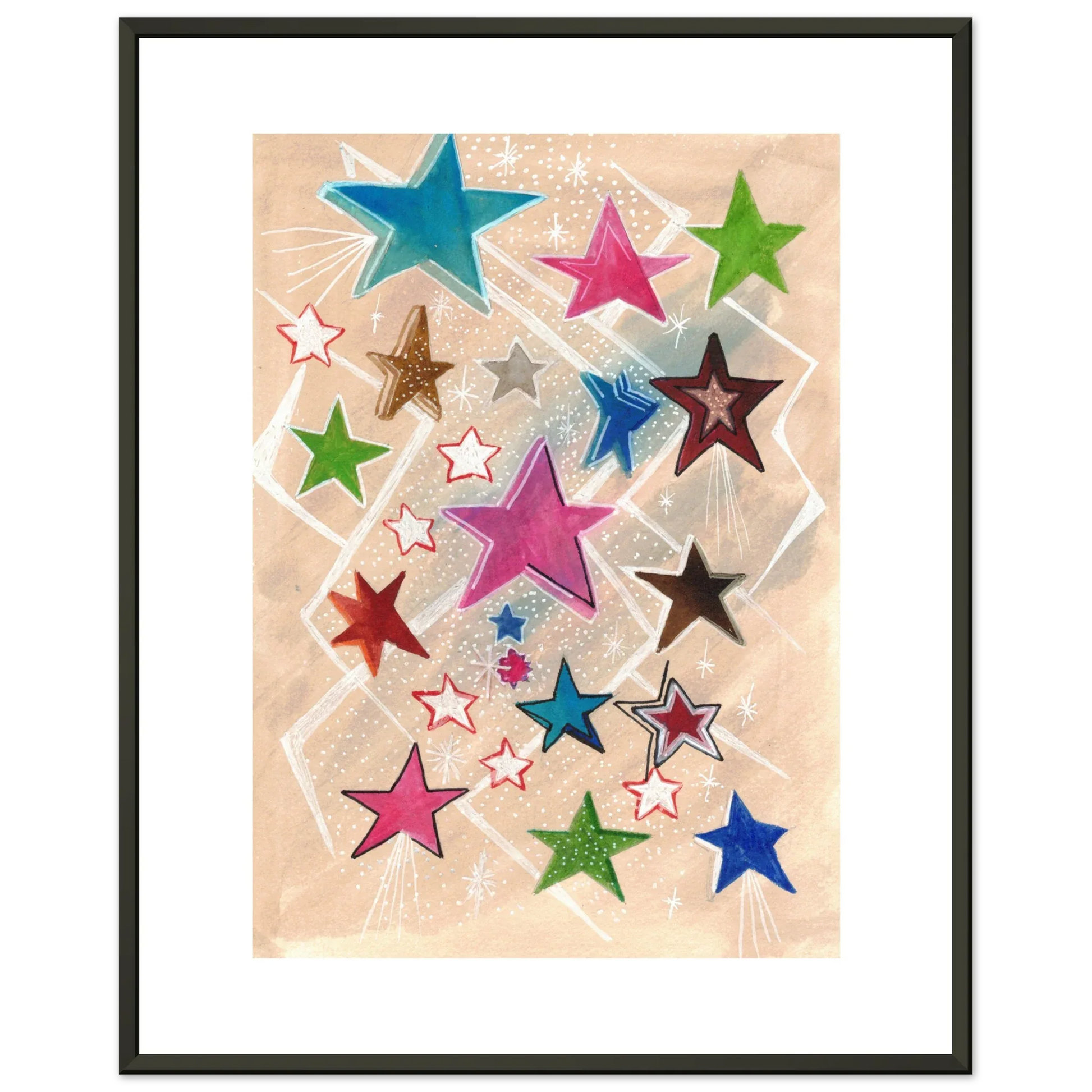 Classic Semi-Glossy Paper Metal Framed Poster Etoiles - Laure Leprince - Artiste Peintre