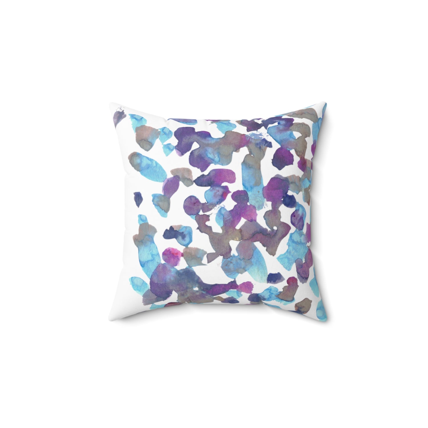 Square Throw Pillow Fragments Indigo  — Minimal Blue Brushstroke Accent