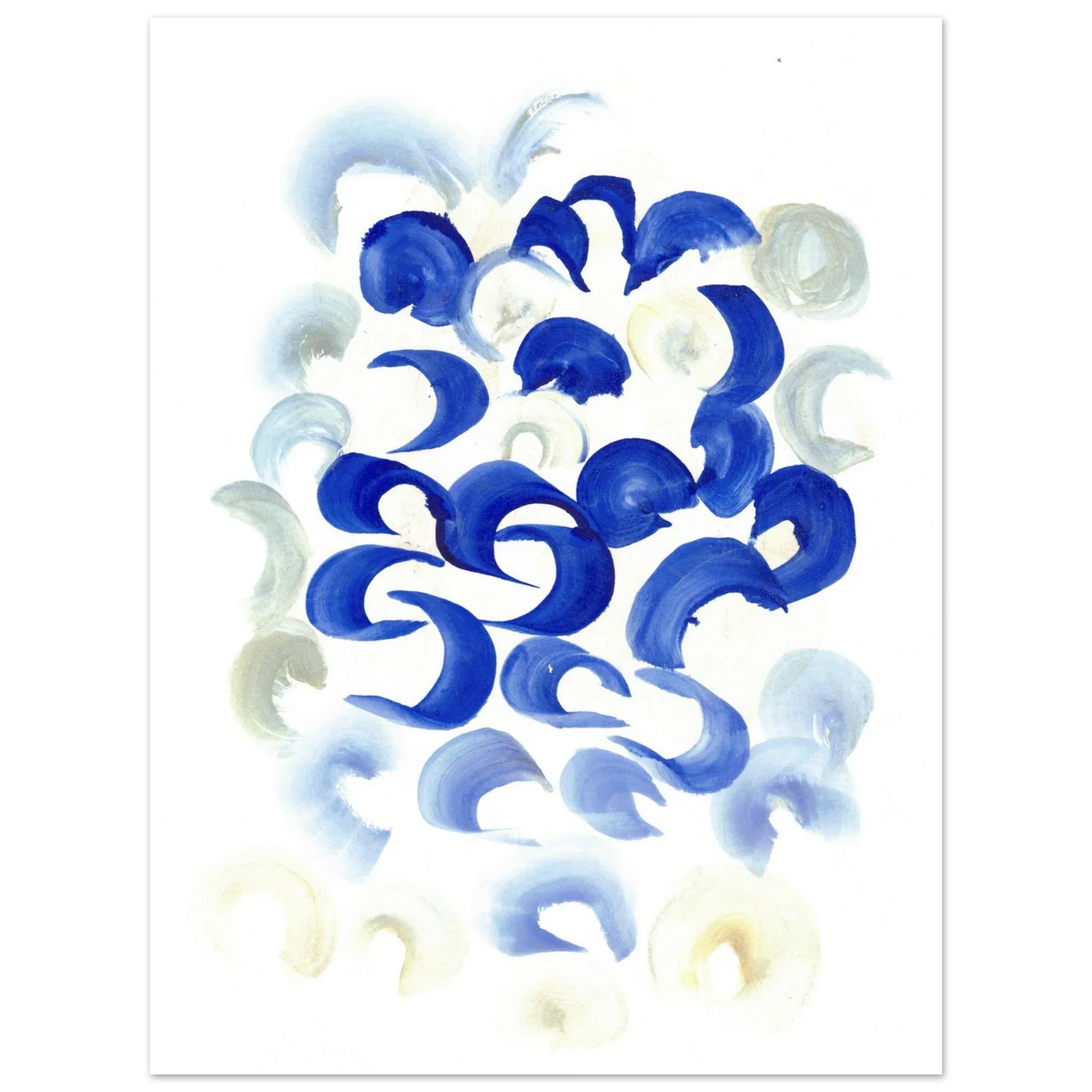 Abstract Swirls in Serene Blue & Beige Premium Matte Paper Poster - Laure Leprince - Artiste Peintre