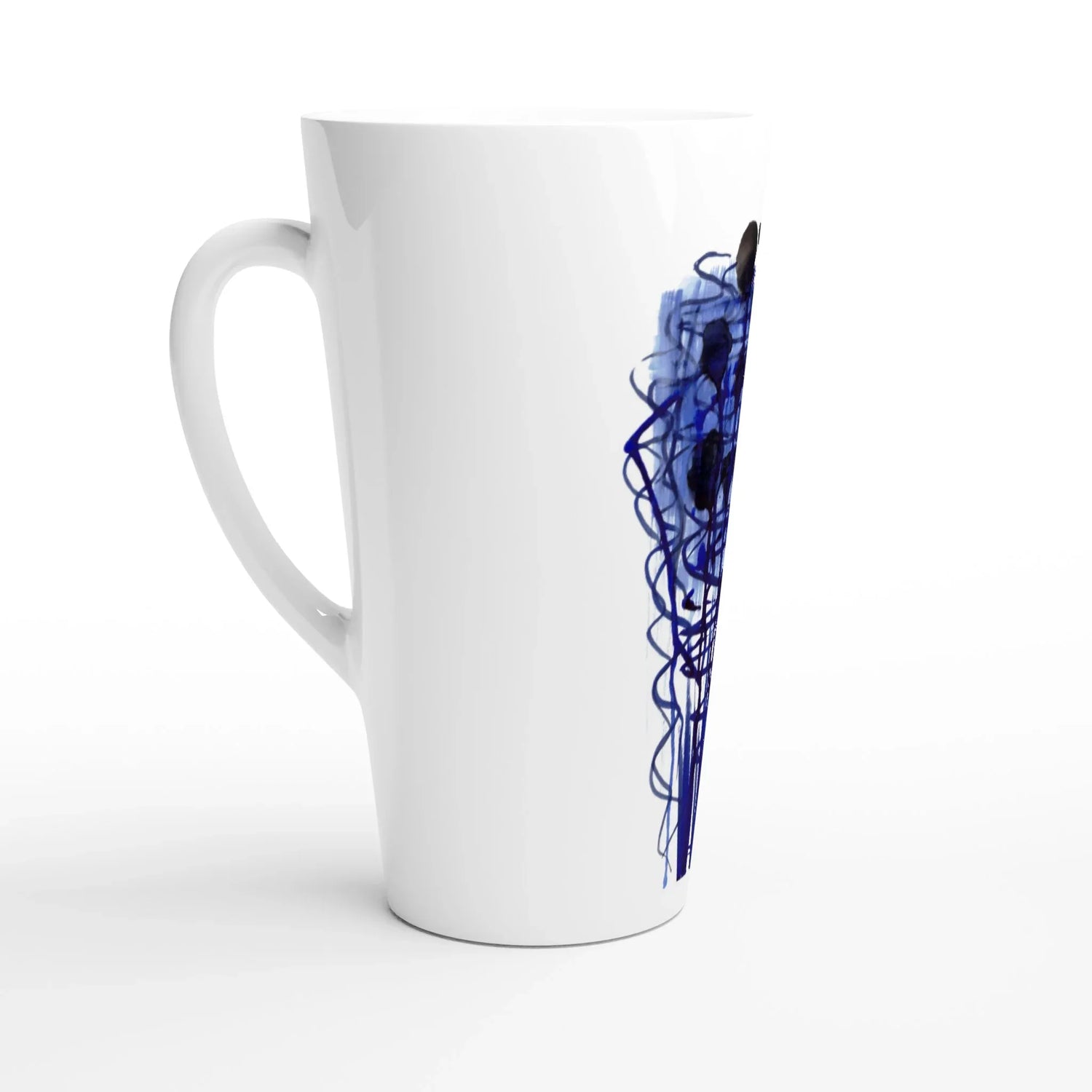 Mug à Latte en Céramique Blanche 500 ml Silence Indigo – Élégant, durable et brillant - Laure Leprince - Artiste Peintre