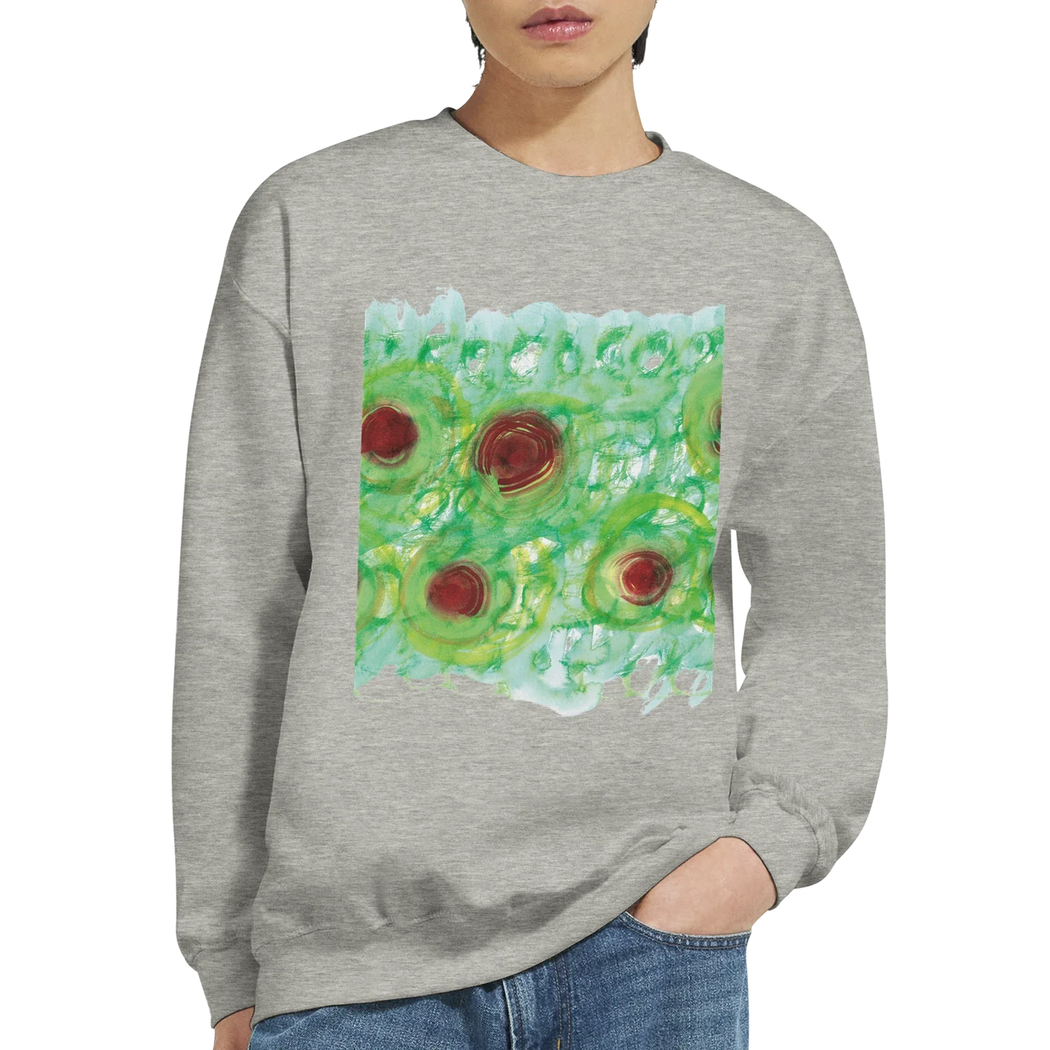 Sweatshirt Unisexe Classique Green Echo – Impression Artistique Multicolore - Laure Leprince - Artiste Peintre