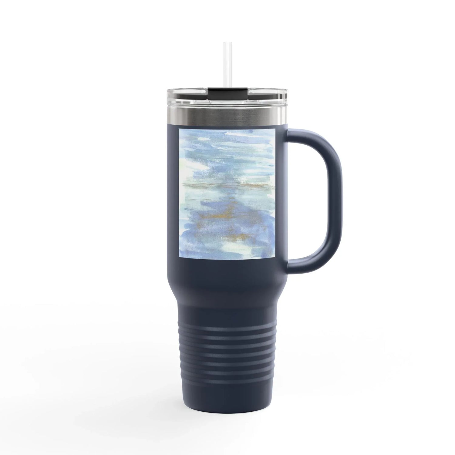 40oz Insulated Travel Mug – Silent Water Watercolor Design - Laure Leprince - Artiste Peintre