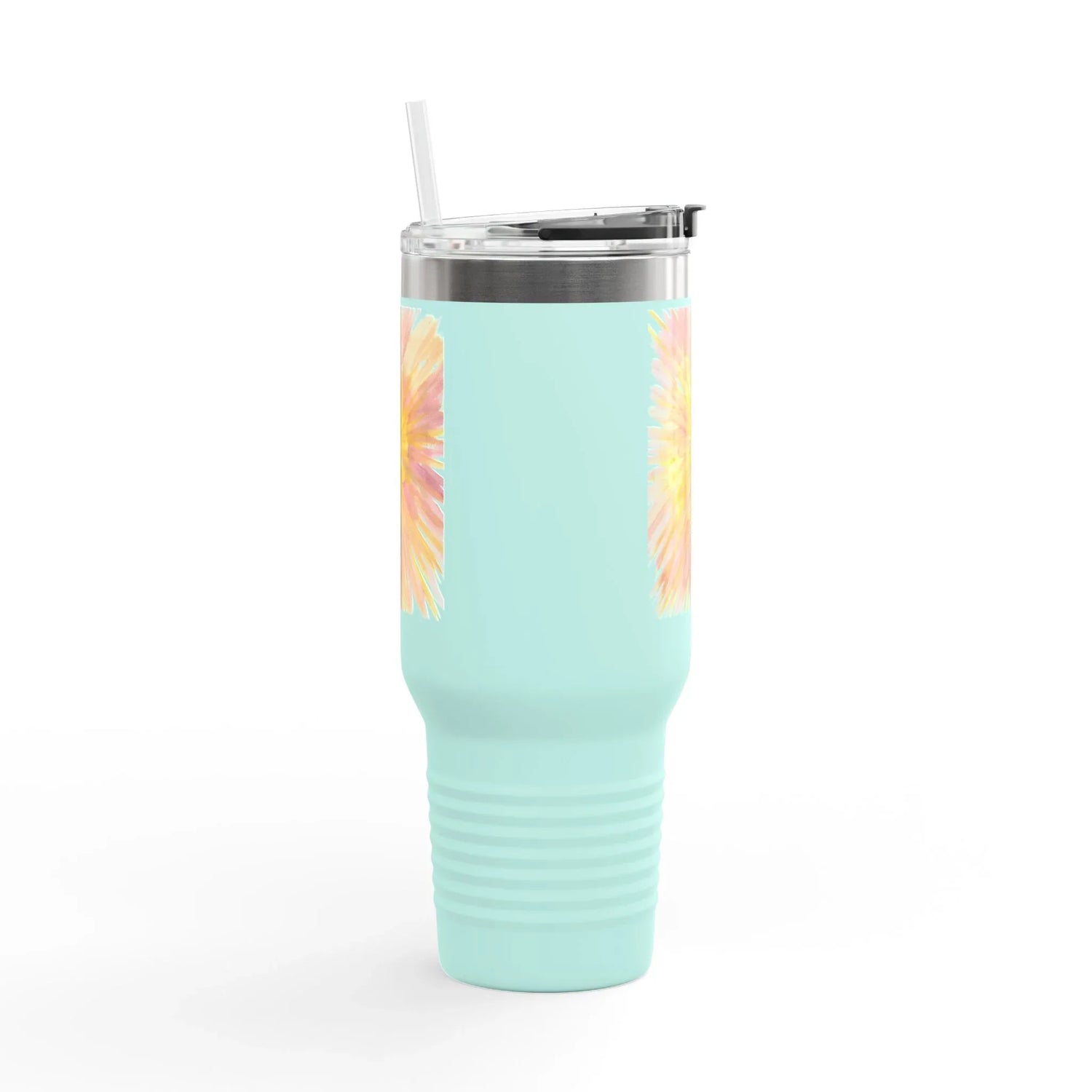 40oz Insulated Travel Mug – Solar Bloom Watercolor Design - Laure Leprince - Artiste Peintre
