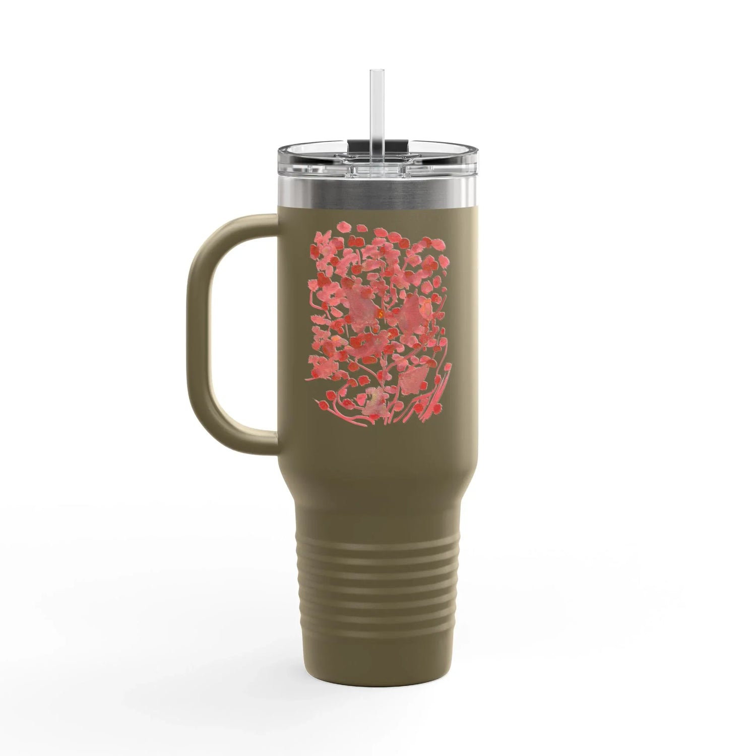 40oz Insulated Travel Mug – Bois de Rubis Watercolor Design - Laure Leprince - Artiste Peintre