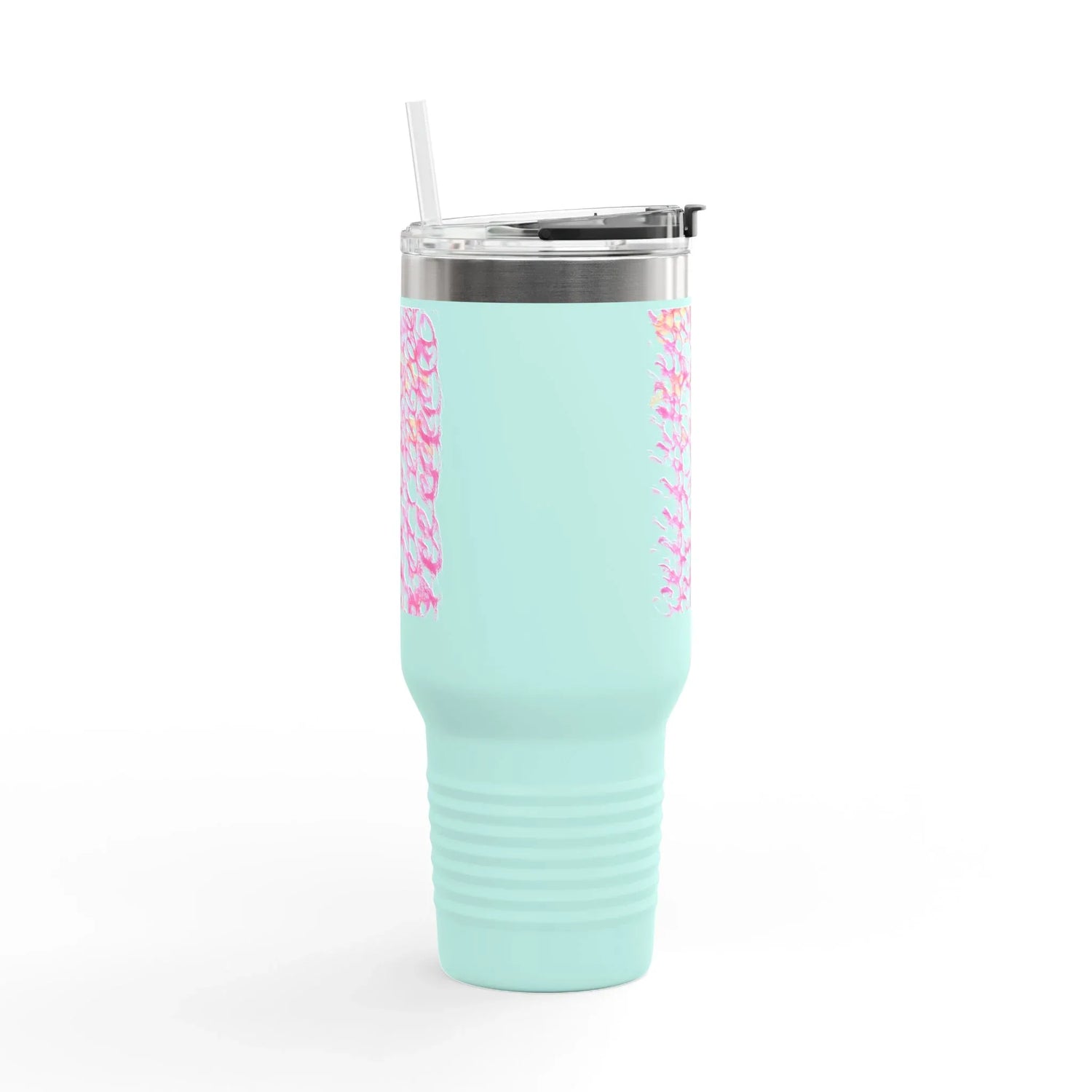 40oz Insulated Travel Mug – Pink Waves Watercolor Design - Laure Leprince - Artiste Peintre