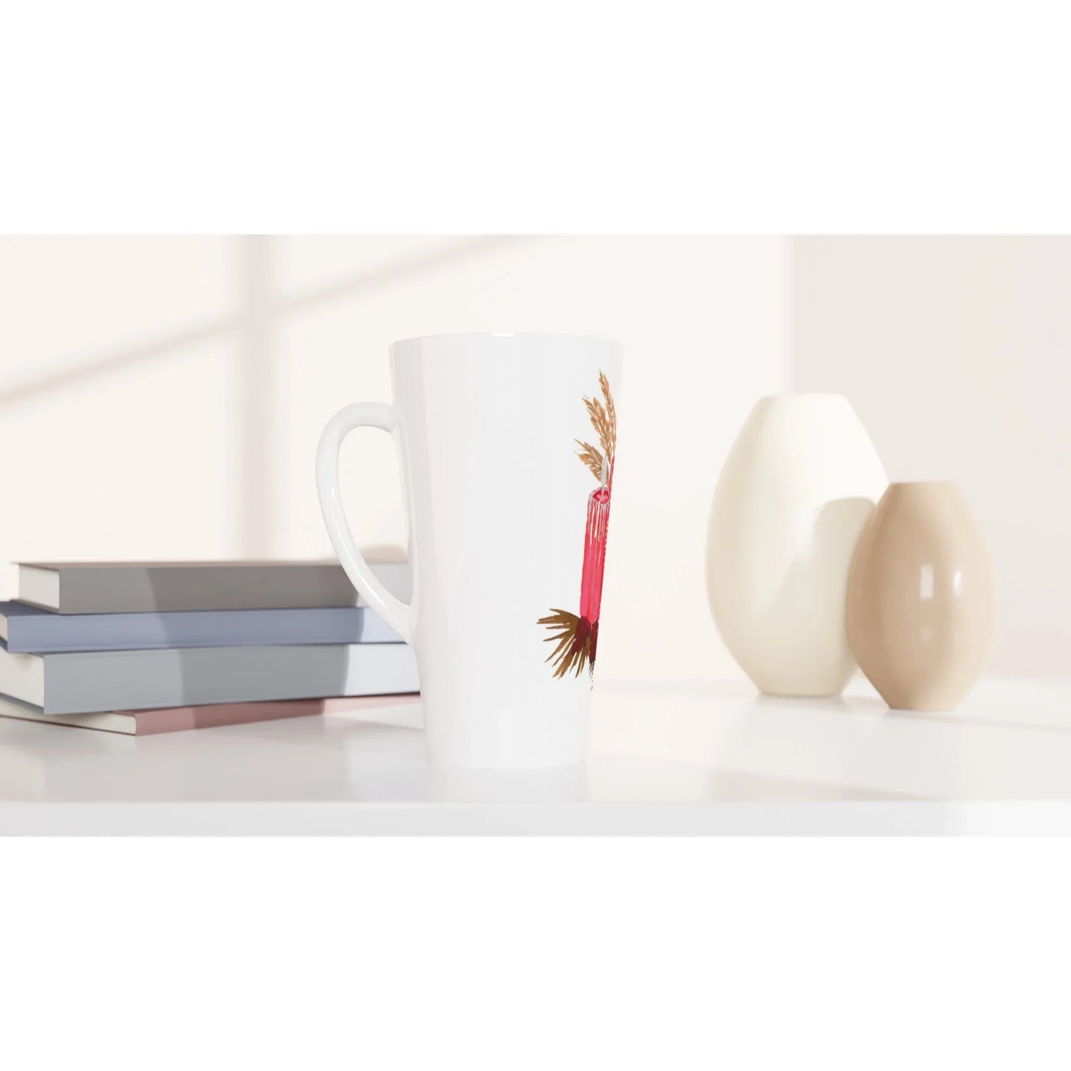 Mug à Latte en Céramique Blanche 500 ml Bougie – Élégant, durable et brillant - Laure Leprince - Artiste Peintre