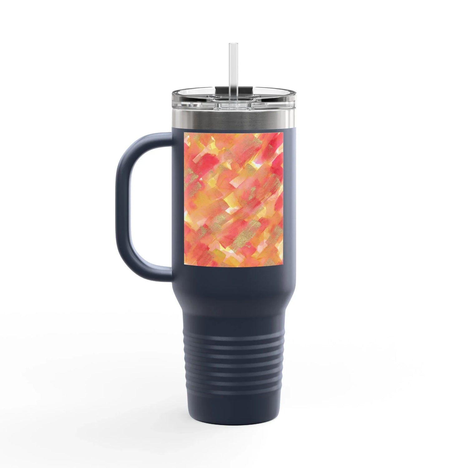 40oz Insulated Travel Mug – Sunset Ember Watercolor Design - Laure Leprince - Artiste Peintre