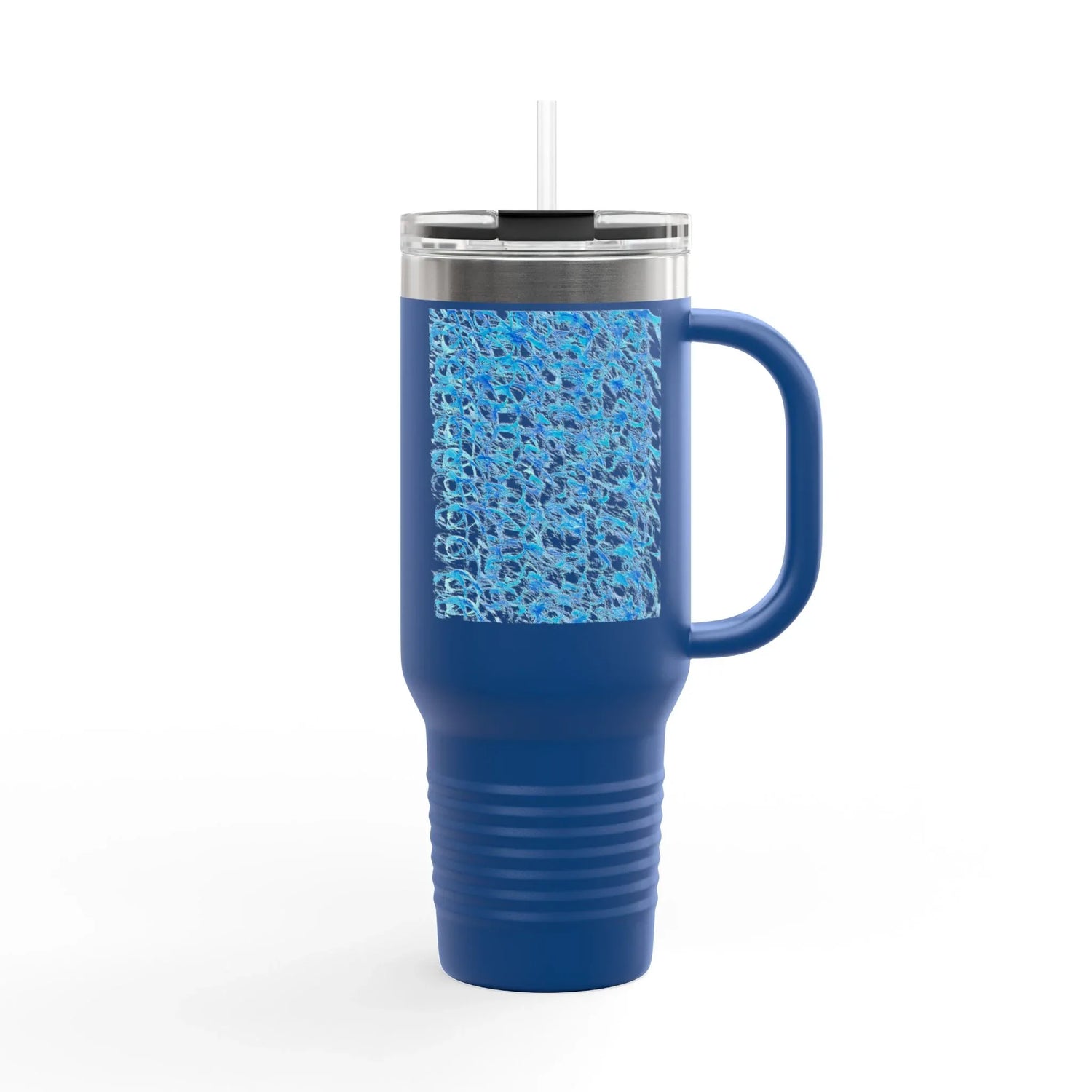 40oz Insulated Travel Mug – Blue Waves Watercolor Design - Laure Leprince - Artiste Peintre