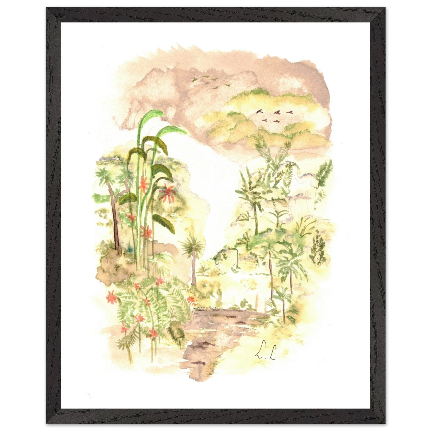 Premium Wooden Framed Poster With Premium Matte Paper Jungle - Laure Leprince - Artiste Peintre