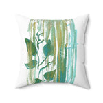 Square Throw Pillow Veine Verte — Minimal Brushstroke Accent - Laure Leprince - Artiste Peintre