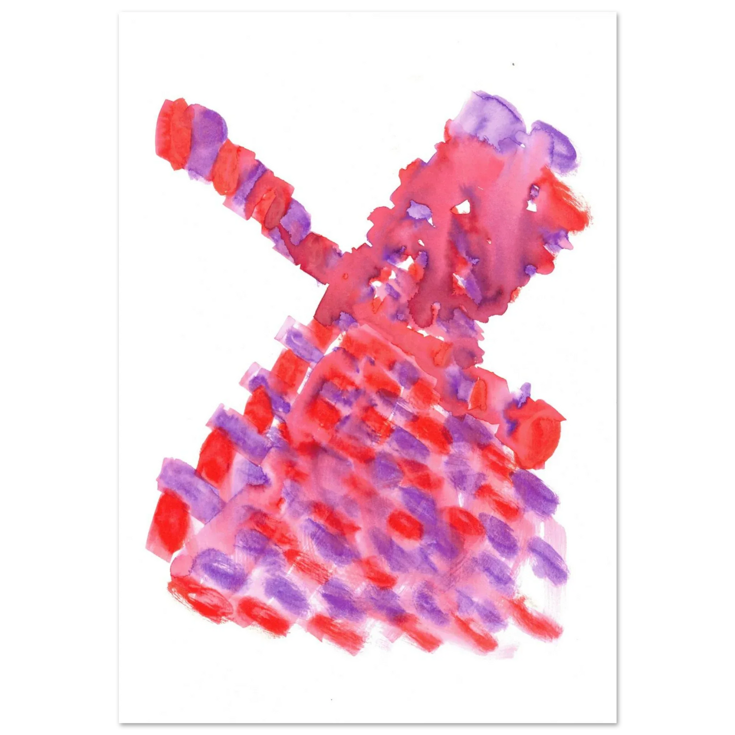 Abstract Watercolor Windmill Premium Matte Poster - Vibrant Red & Purple Art Print for Modern Spaces - Laure Leprince - Artiste Peintre