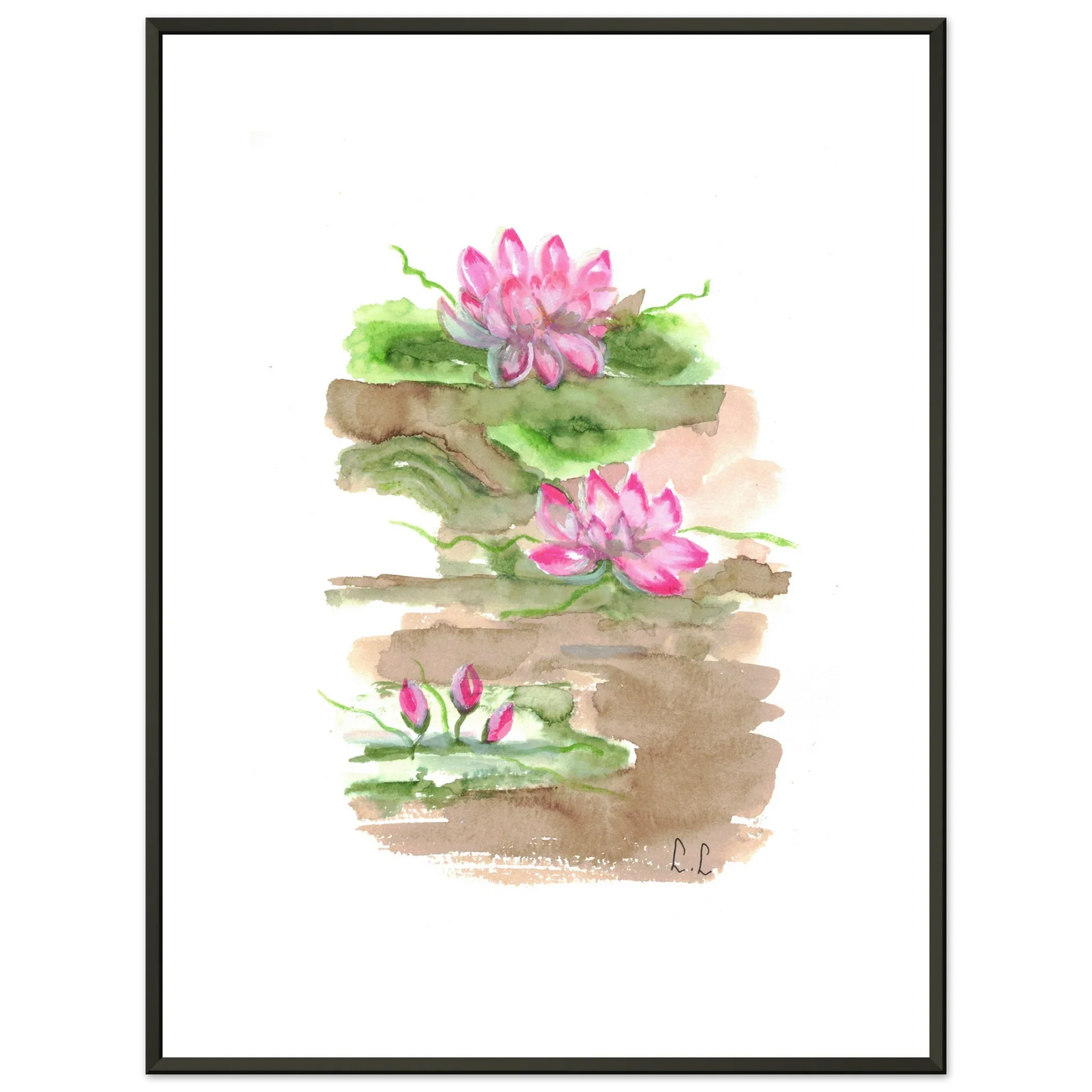 Classic Semi-Glossy Paper Metal Framed Poster Terrasses de lotus - Laure Leprince - Artiste Peintre