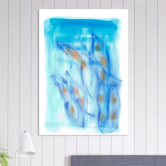Abstract Aqua Flow Poster Premium Matte Paper Poster - Serene Watercolor Art for Your Home - Laure Leprince - Artiste Peintre