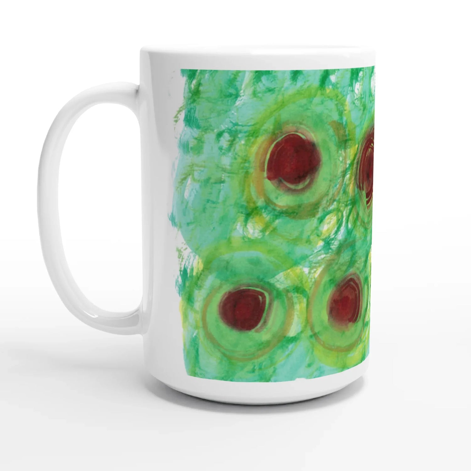 Mug en céramique blanche 44 cl Green Echo – Grand format, design et qualité durable - Laure Leprince - Artiste Peintre