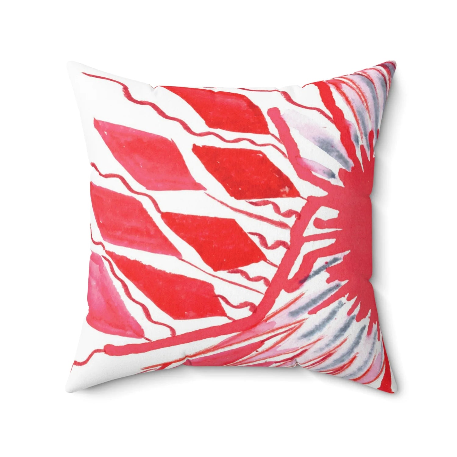 Coussin Carré Décoratif Rouge— Minima Red Brushstroke Accent - Laure Leprince - Artiste Peintre