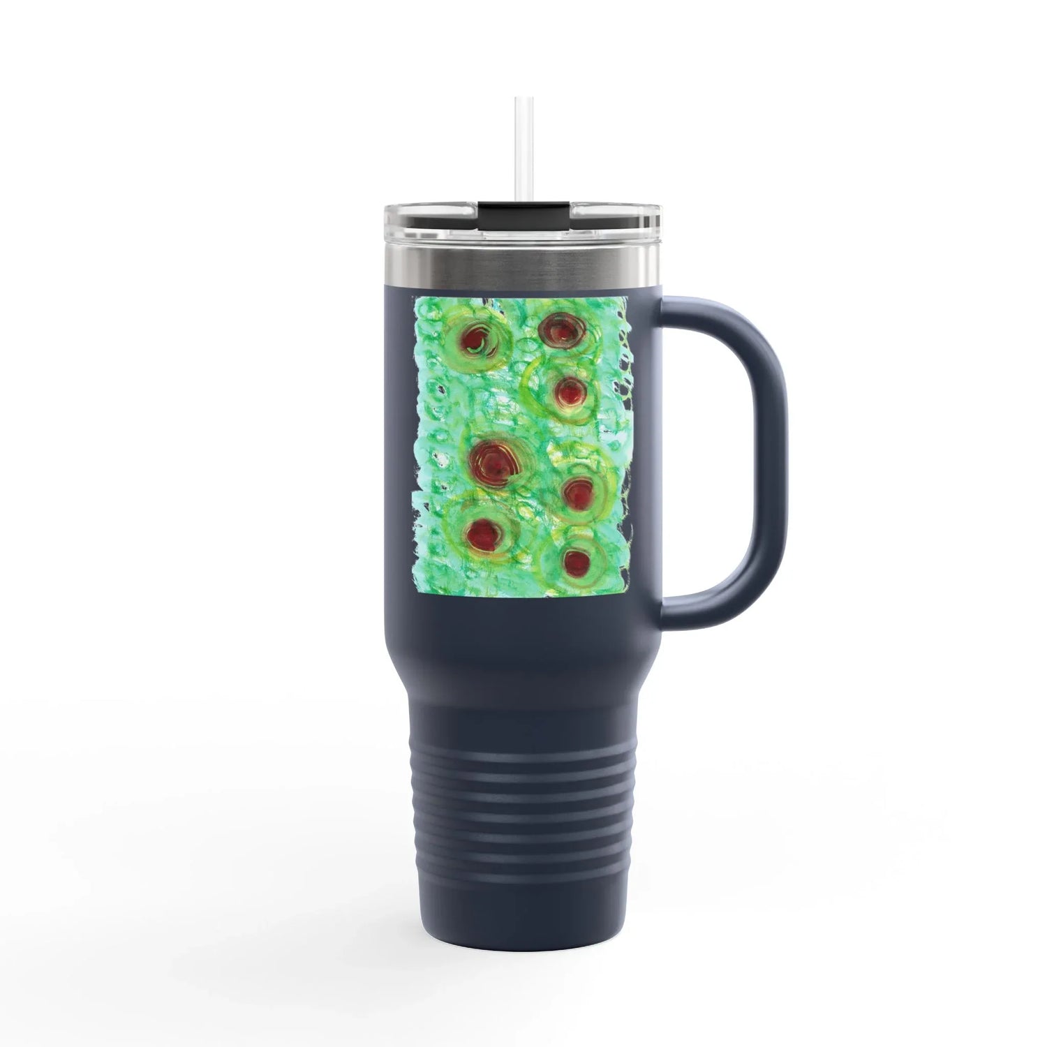 40oz Insulated Travel Mug – green Echo Watercolor Design - Laure Leprince - Artiste Peintre