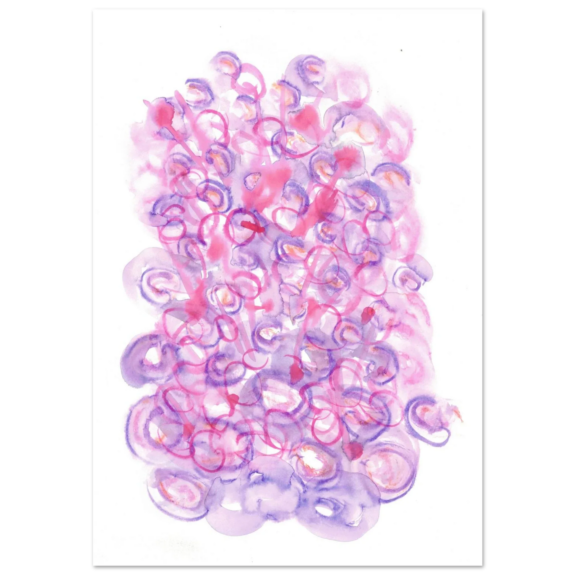 Abstract Swirls Watercolour Poster in Pink & Purple - Premium Matte Paper Art Print RDJ3-1 - Laure Leprince - Artiste Peintre