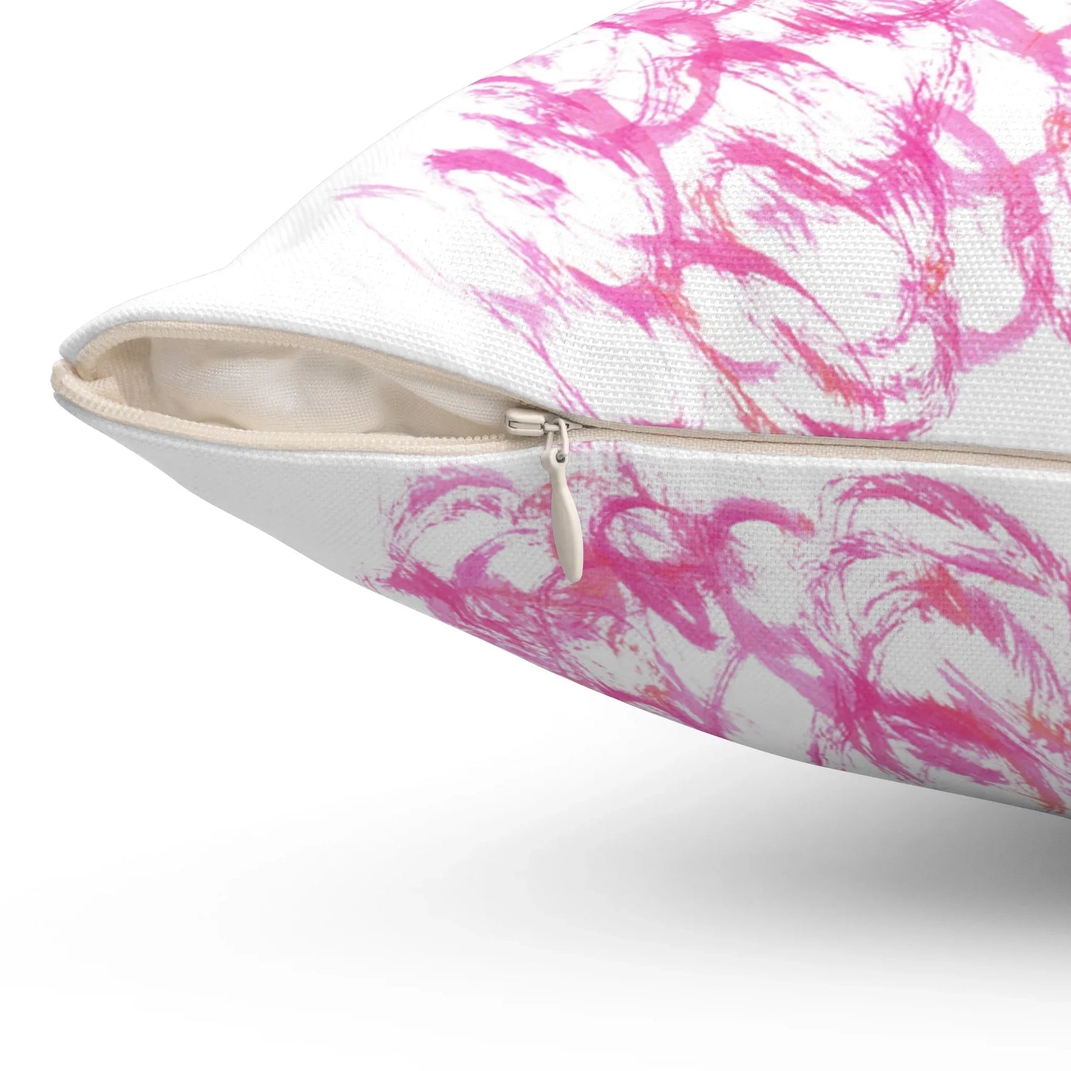 Square Throw Pillow Pink Waves — Minimal Brushstroke Accent - Laure Leprince - Artiste Peintre