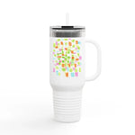 40oz Insulated Travel Mug – Pastel Mosaic Watercolor Design - Laure Leprince - Artiste Peintre