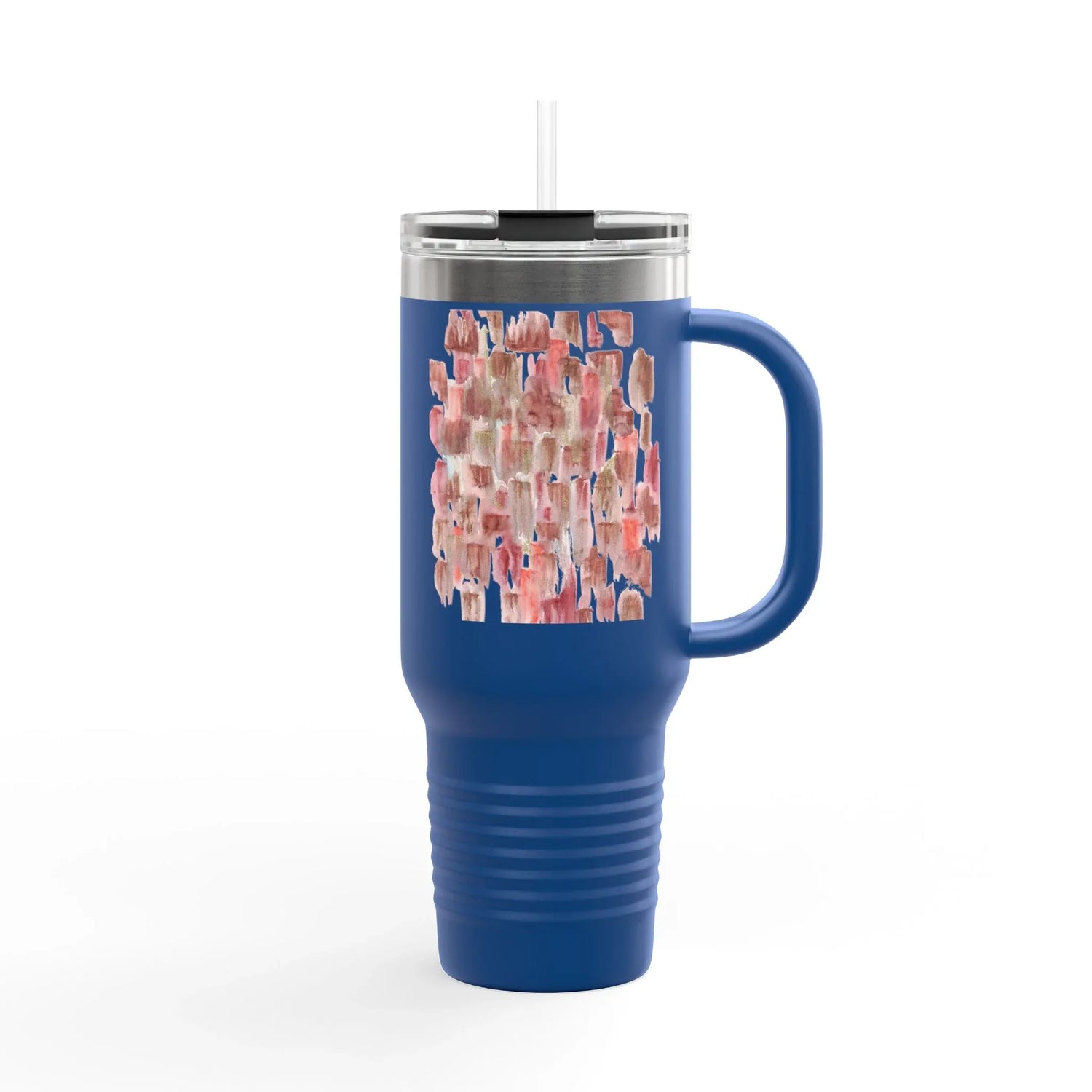 40oz Insulated Travel Mug – Terracotta Waves Watercolor Design - Laure Leprince - Artiste Peintre