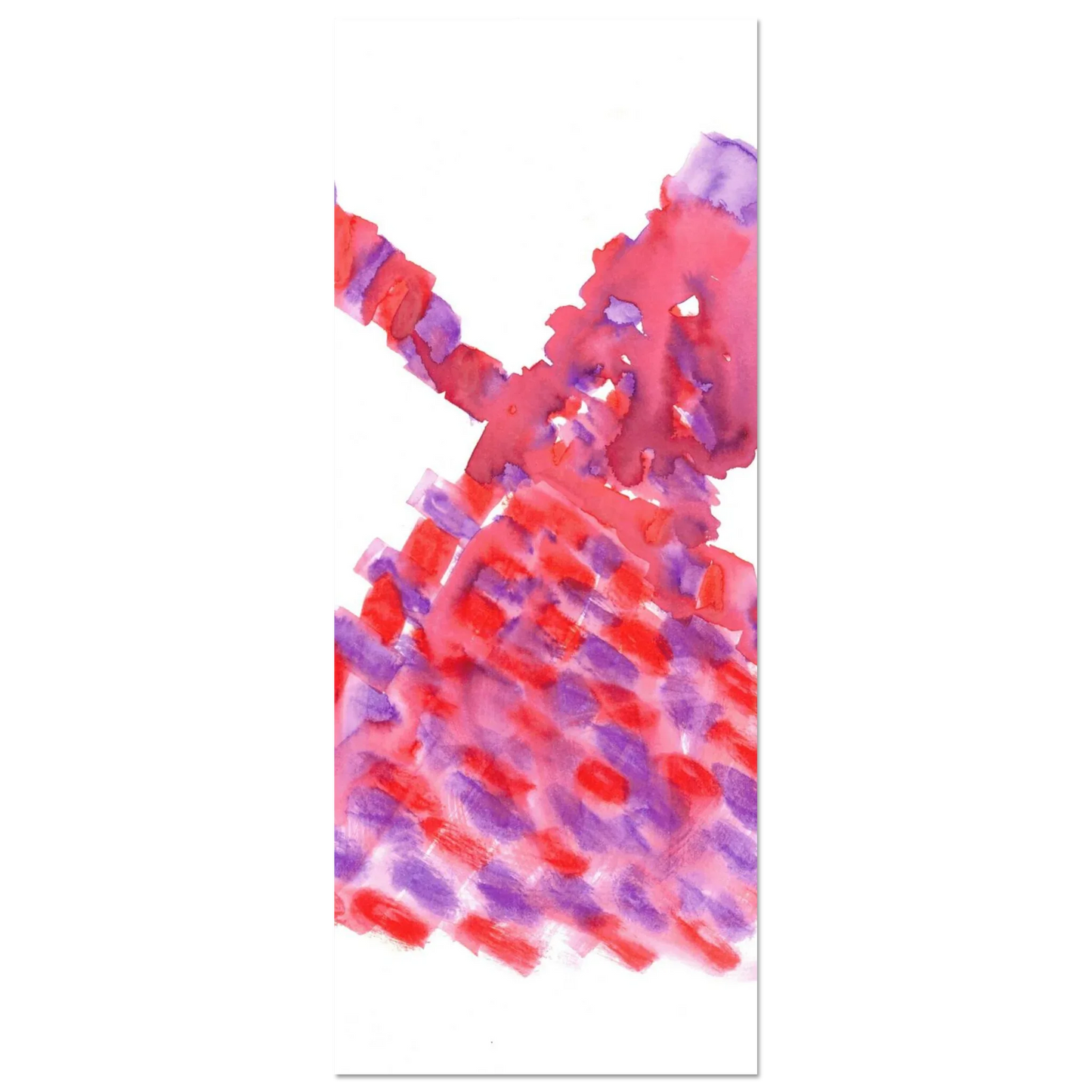 Abstract Watercolor Windmill Premium Matte Poster - Vibrant Red & Purple Art Print for Modern Spaces - Laure Leprince - Artiste Peintre