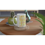 Mug en céramique blanche 44 Yellow Waves – Grand format, design et qualité durable - Laure Leprince - Artiste Peintre