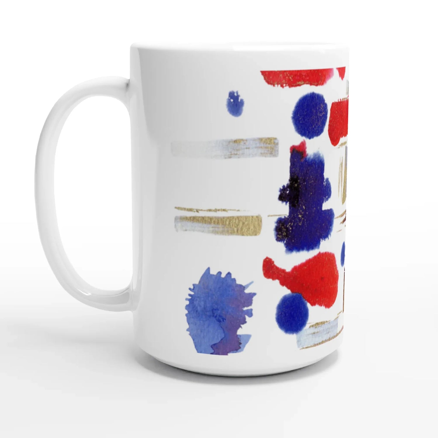 Mug en céramique blanche 44 cl Structure carmine– Grand format, design et qualité durable - Laure Leprince - Artiste Peintre