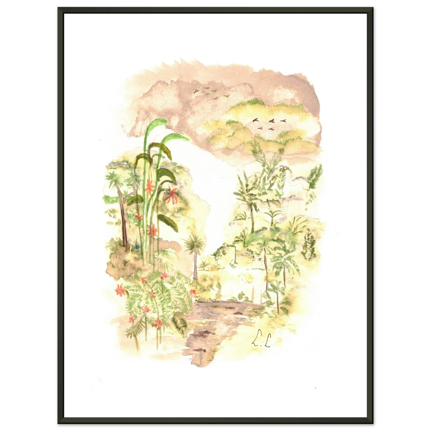 Classic Semi-Glossy Paper Metal Framed Poster Jungle - Laure Leprince - Artiste Peintre