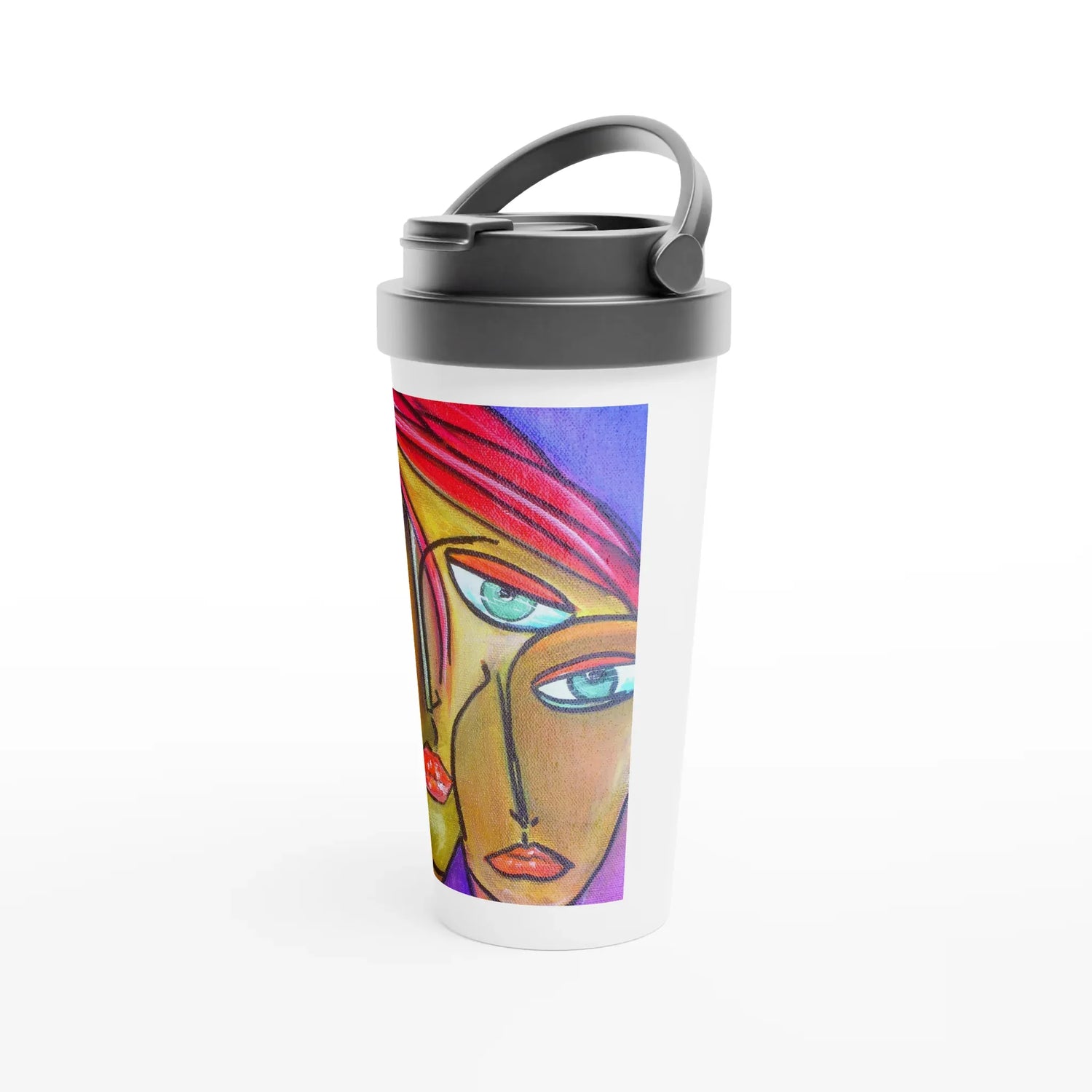 Mug de voyage blanc en acier inoxydable – 44 cl | Élégant, pratique et isotherme - Laure Leprince - Artiste Peintre