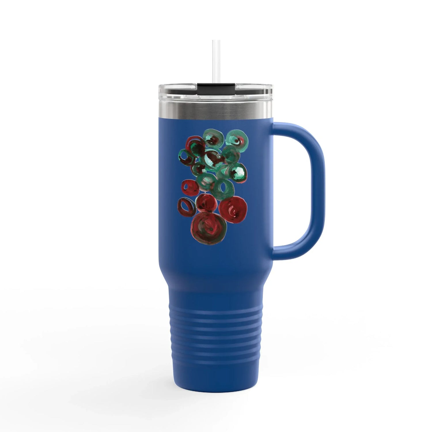 40oz Insulated Travel Mug – Resonance Emeraude Watercolor Design - Laure Leprince - Artiste Peintre