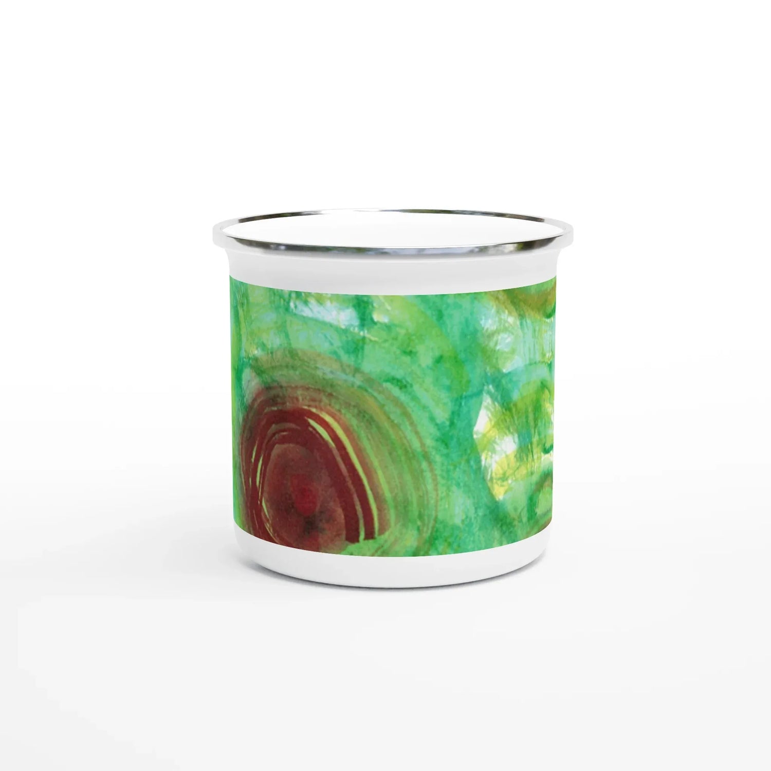Mug en émail blanc 35 cl City Green Echo – Léger, vintage et résistant - Laure Leprince - Artiste Peintre